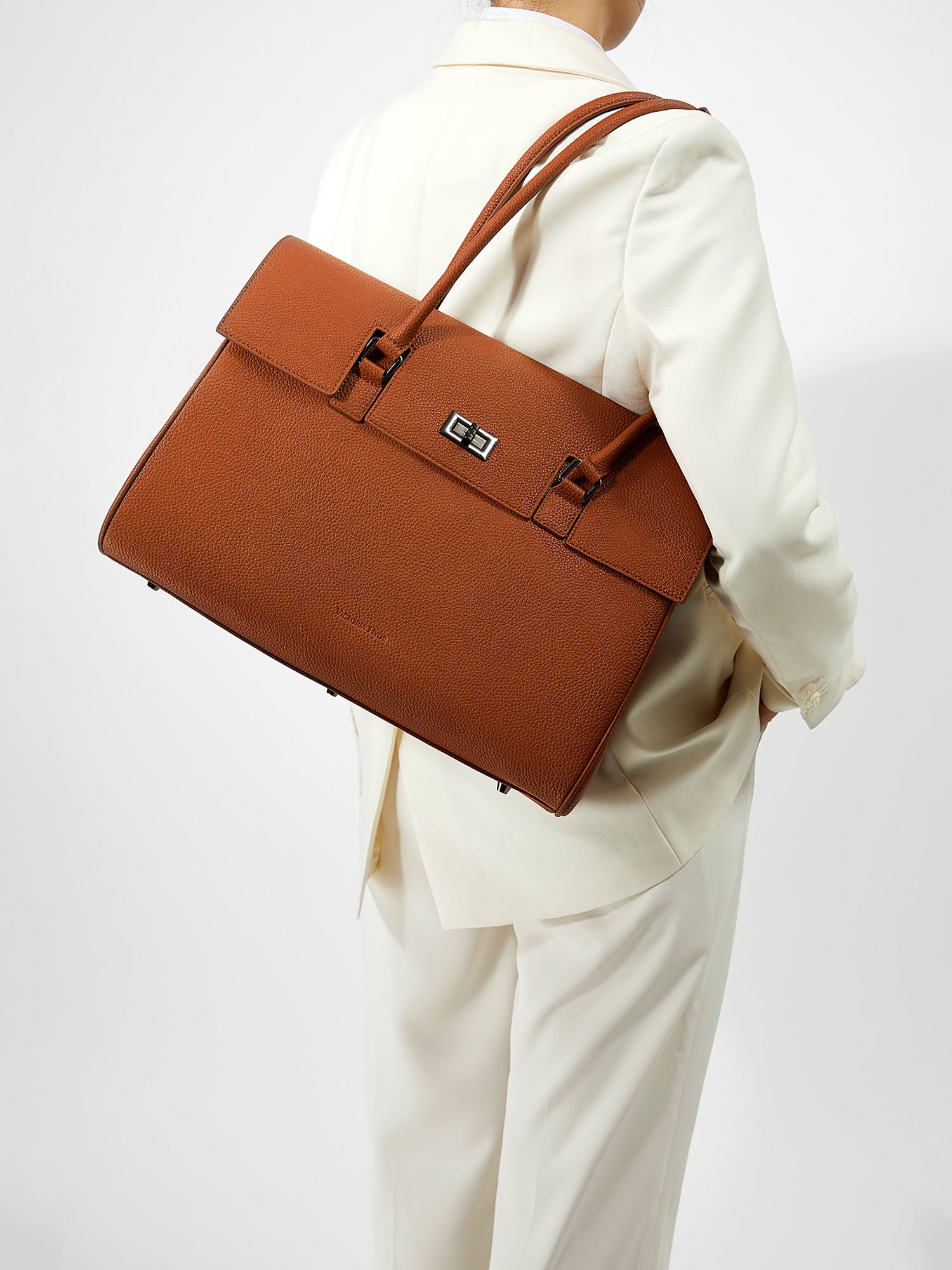 New Work Bag Jolene brown modern work bag sustainable tote bag with laptop compartment for women in business
