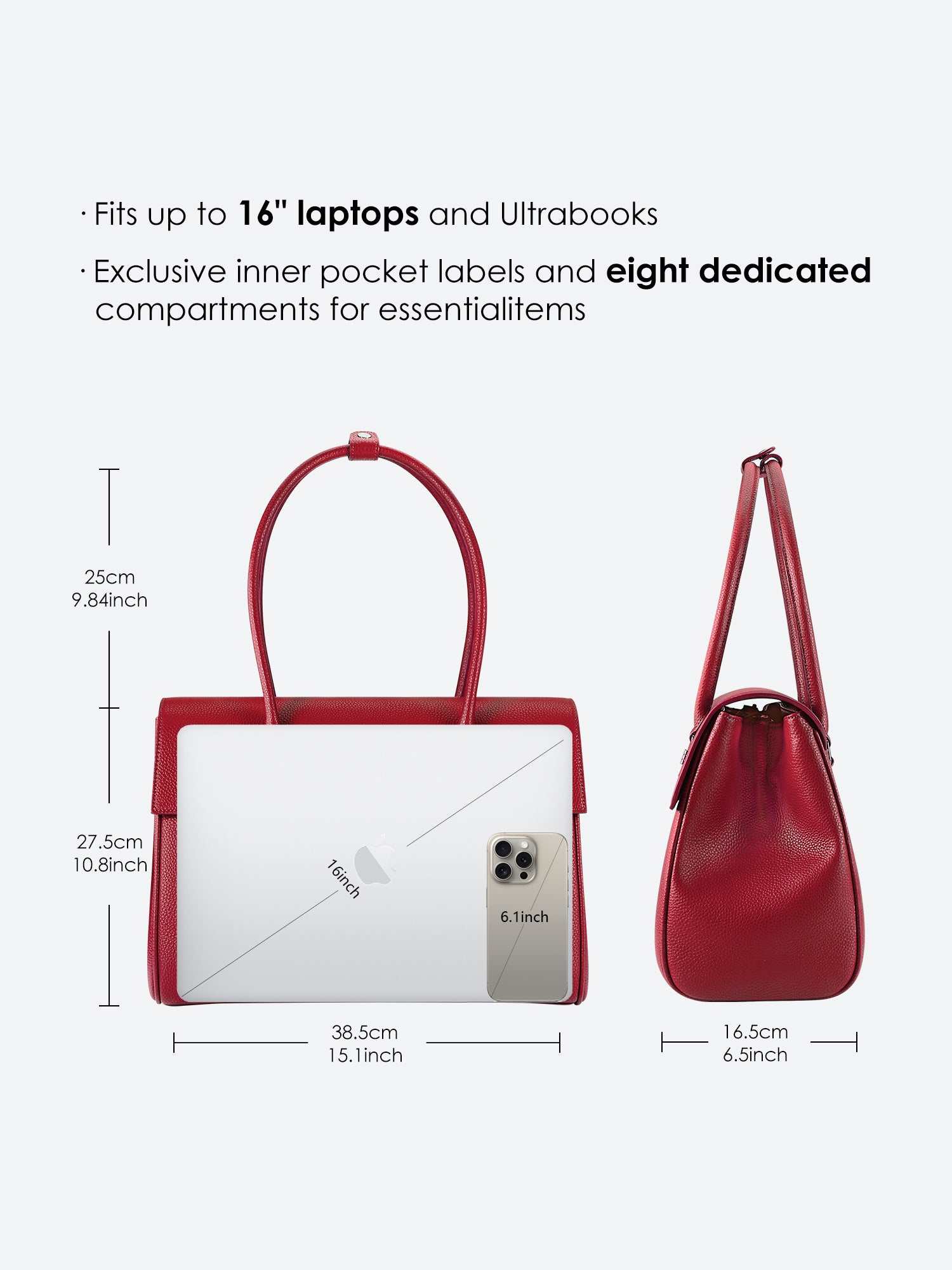 New Work Bag Jolene granet red modern work bag sustainable tote bag with laptop compartment for women in business