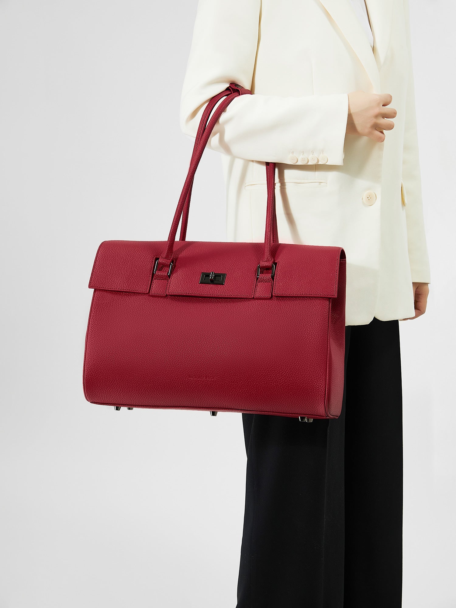 New Work Bag Jolene granet red modern work bag sustainable tote bag with laptop compartment for women in business
