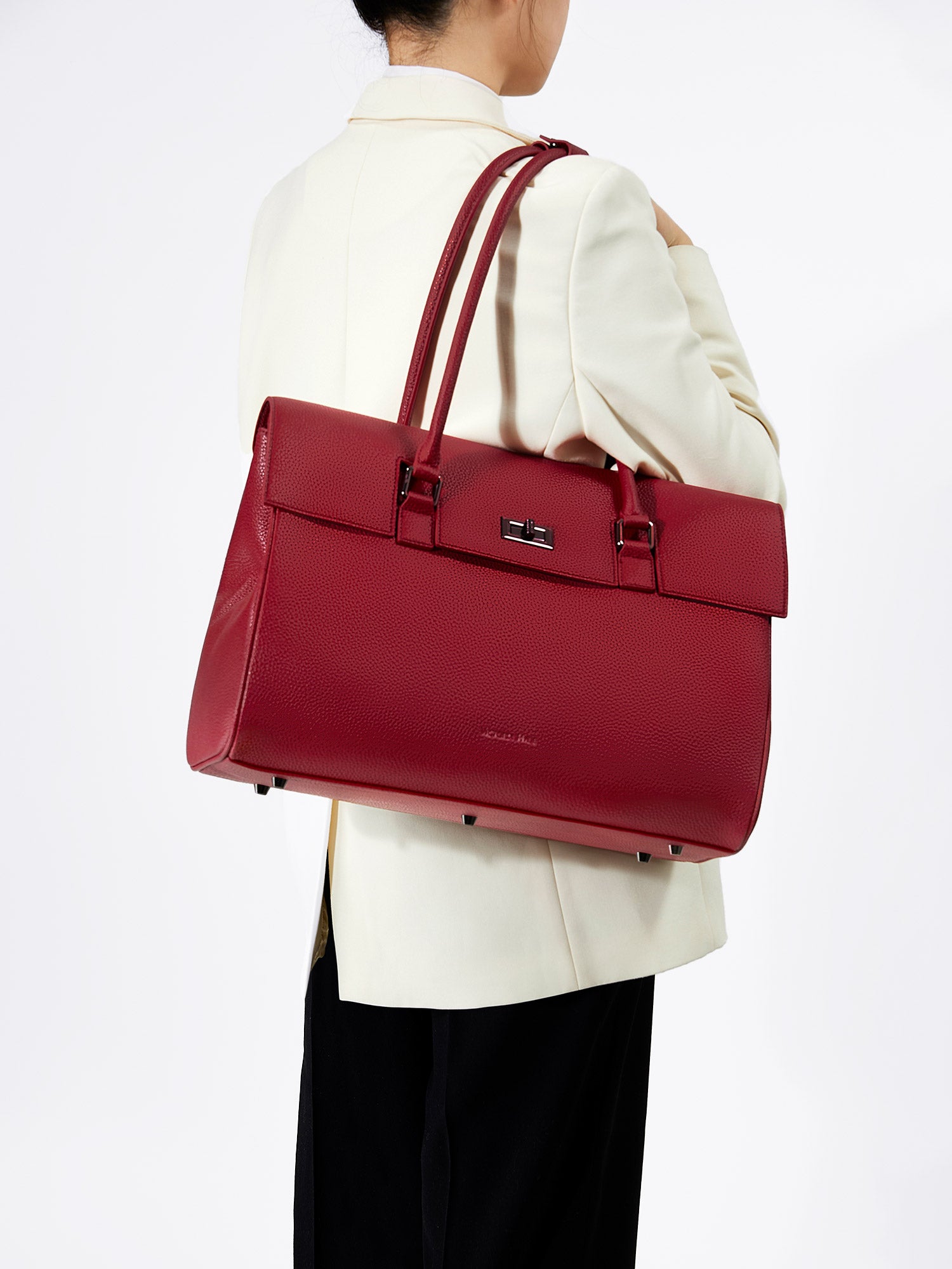 New Work Bag Jolene granet red modern work bag sustainable tote bag with laptop compartment for women in business