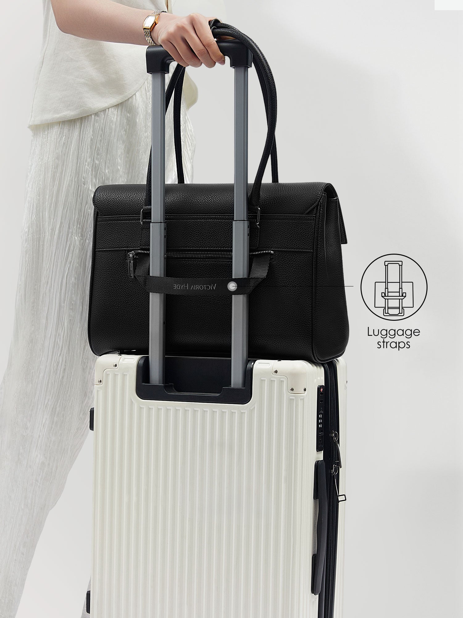 New Work Bag Jolene black modern work bag sustainable tote bag with laptop compartment for women in business