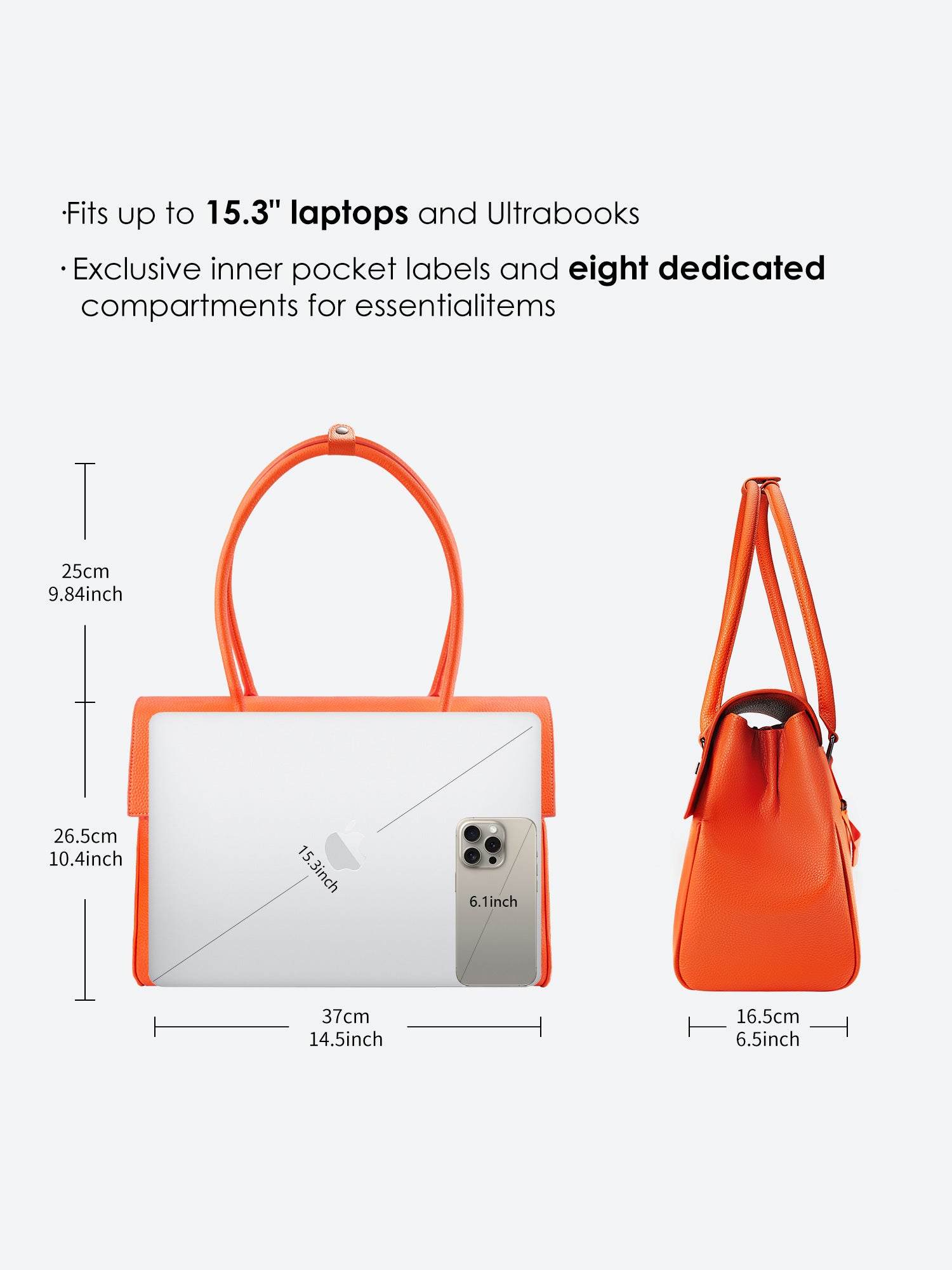 New Work Bag Jolene orange modern work bag sustainable tote bag with laptop compartment for women in business