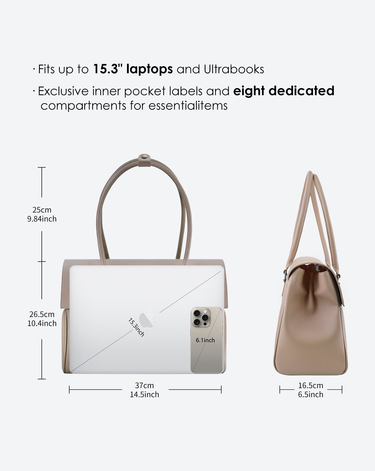 Business &amp; Laptop Handtasche Jolene groß beige | Für Laptops bis zu 15"