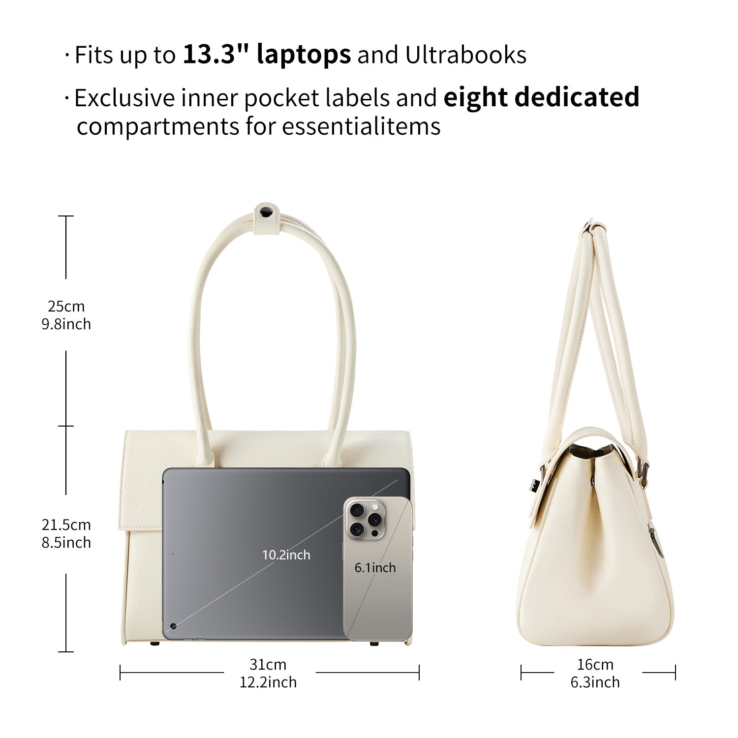 Business &amp; notebook handbag Jolene small white 