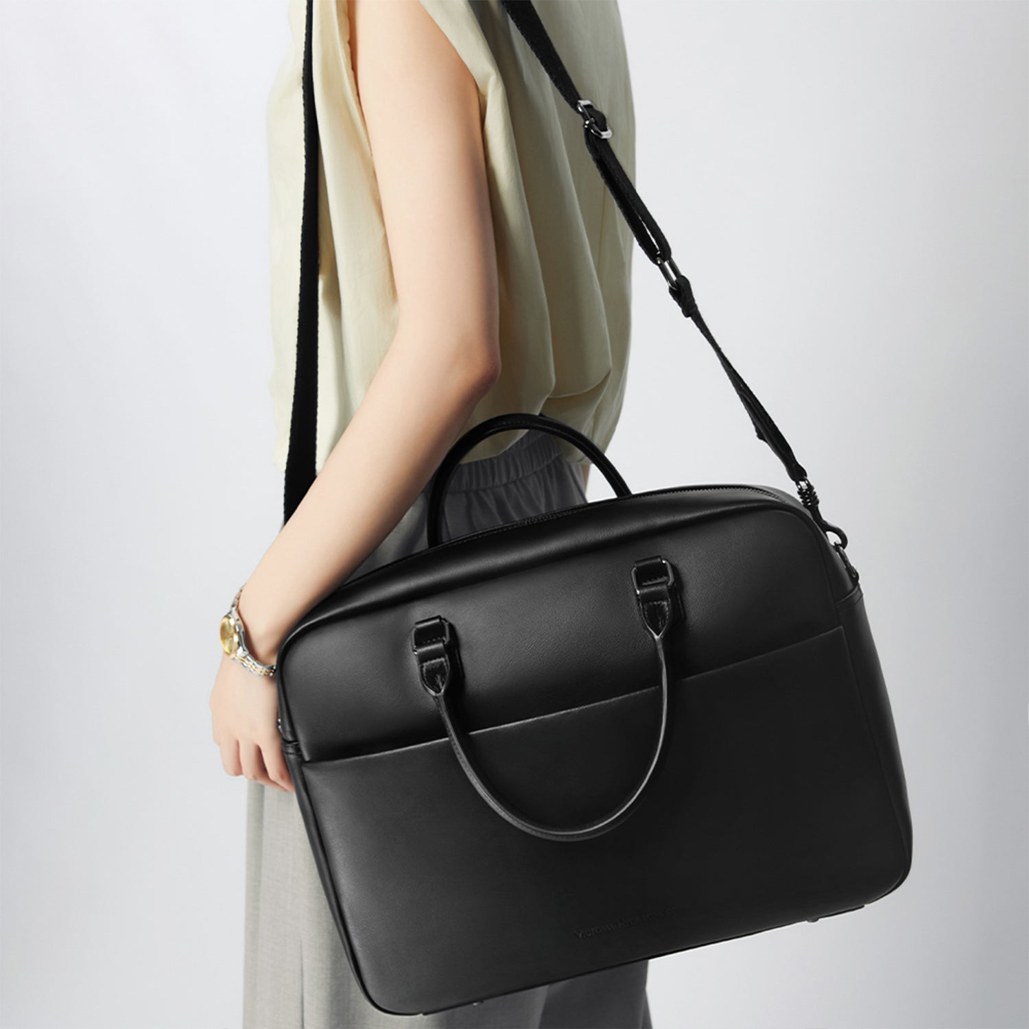 Business New Work Collection Unisex Tote Crossbody Bag Black