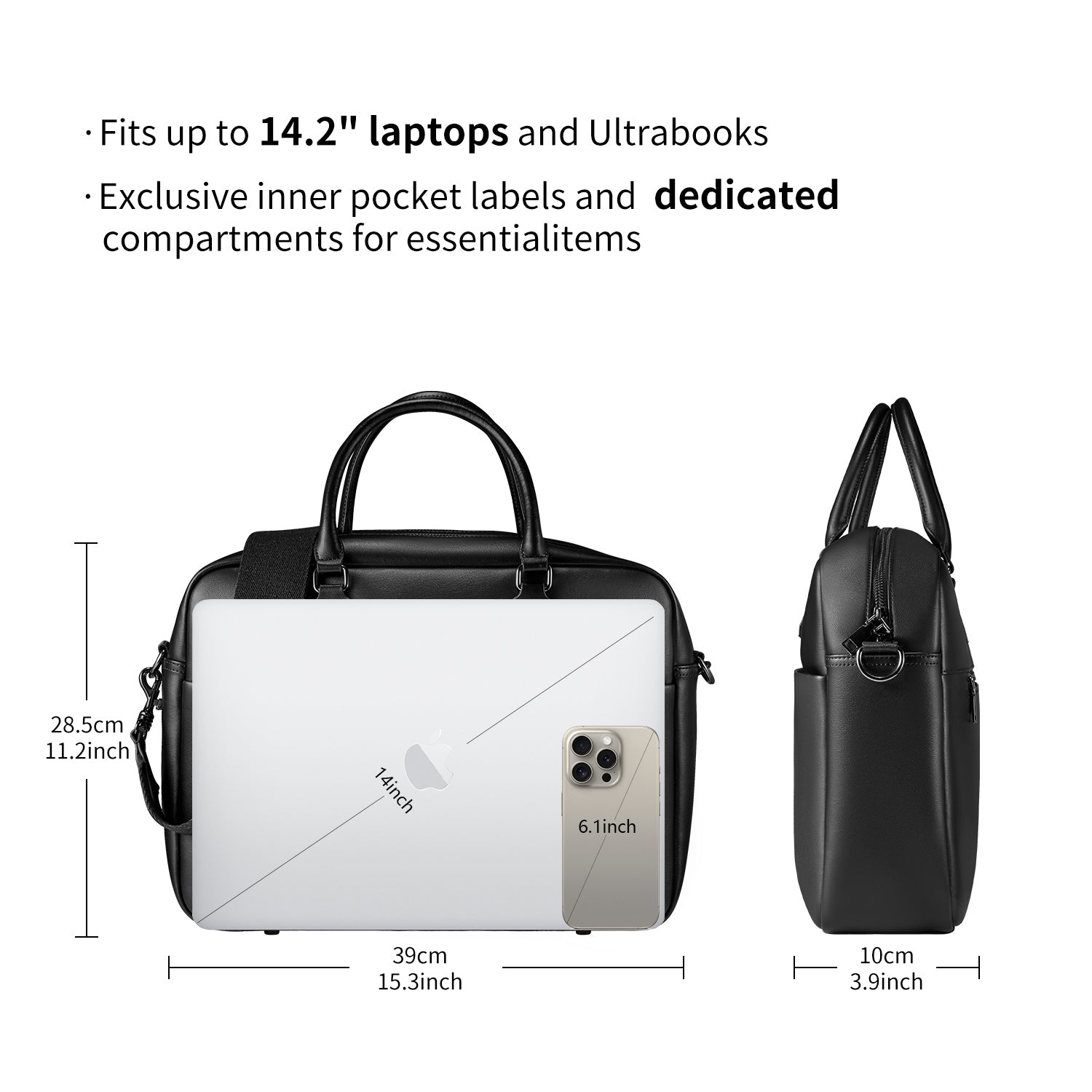 Victoria Hyde New Work business briefcase – laptop-friendly microfiber tote (39x28.5x10 cm), organizer pockets, glasses holder, removable pouch, elegant work bag.