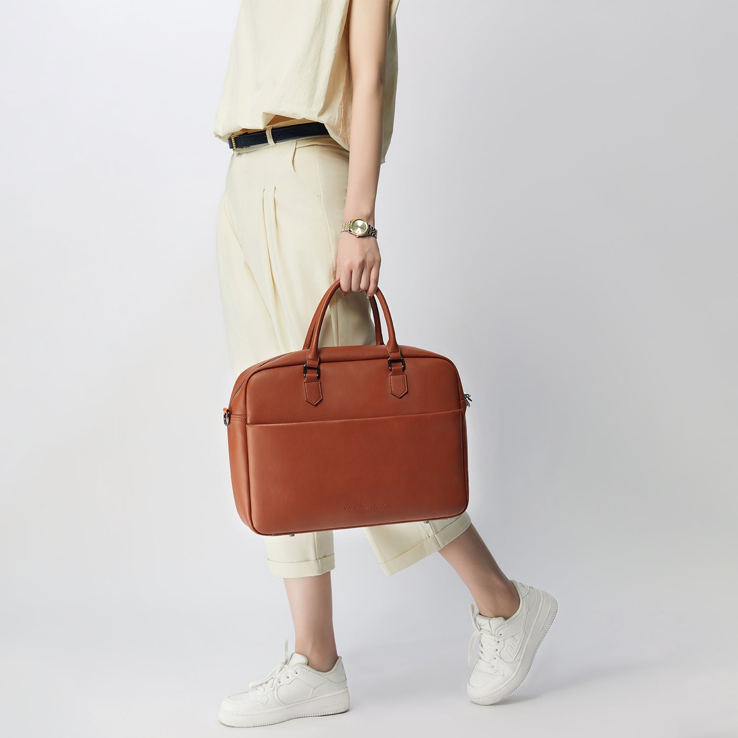 Victoria Hyde New Work business briefcase – elegant microfiber bag with leather look, laptop compartment, removable pouch, glasses holder, 39x28.5x10 cm.
