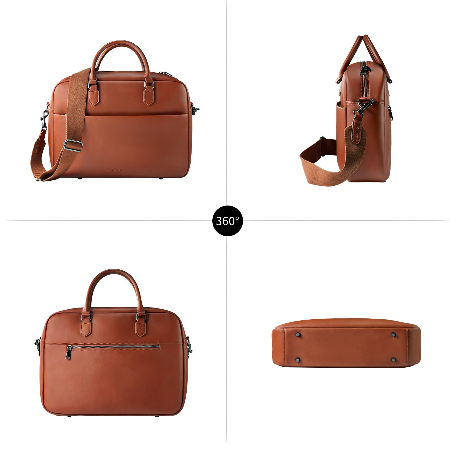 Victoria Hyde New Work business briefcase – elegant microfiber bag with leather look, laptop compartment, removable pouch, glasses holder, 39x28.5x10 cm.