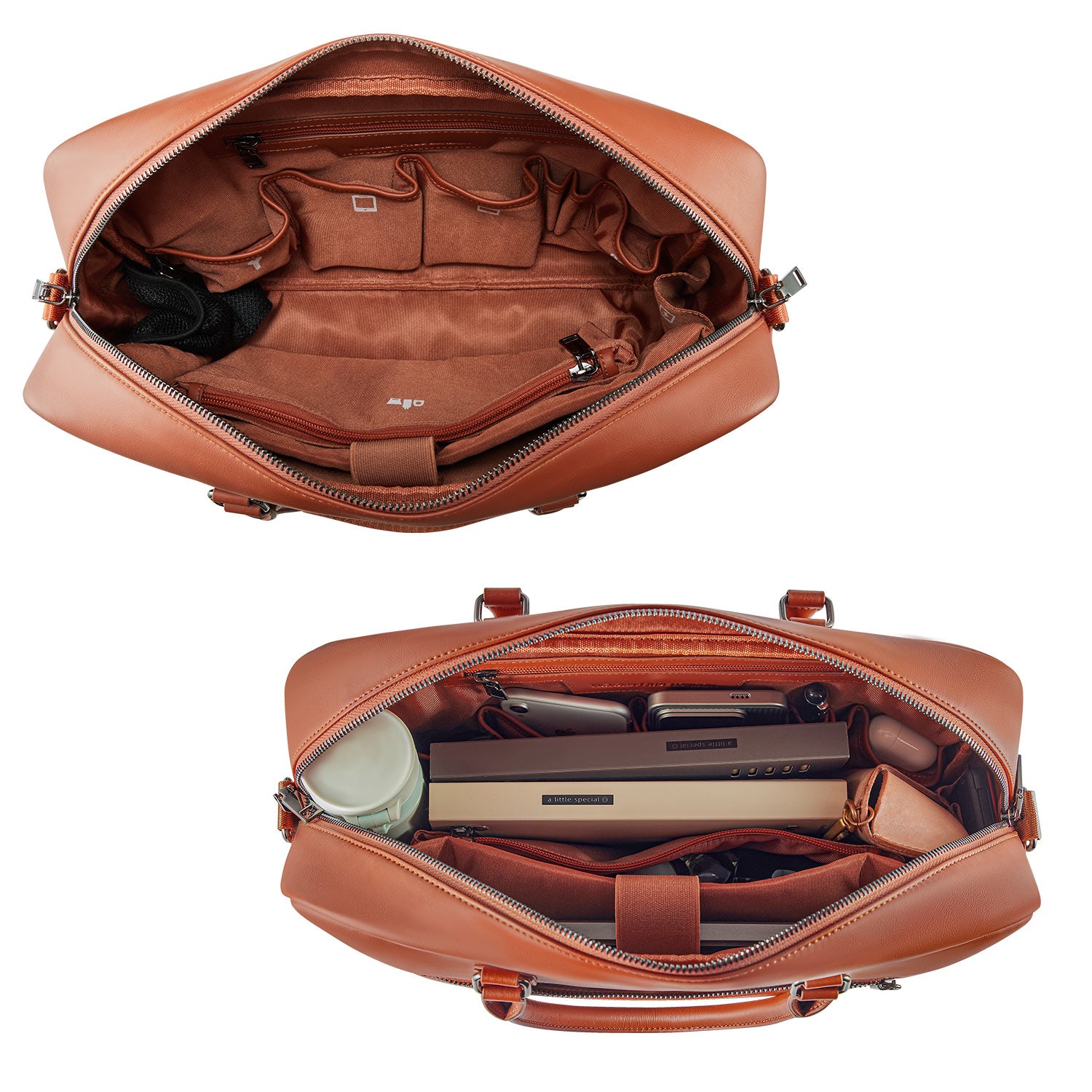 Victoria Hyde New Work business briefcase – elegant microfiber bag with leather look, laptop compartment, removable pouch, glasses holder, 39x28.5x10 cm.