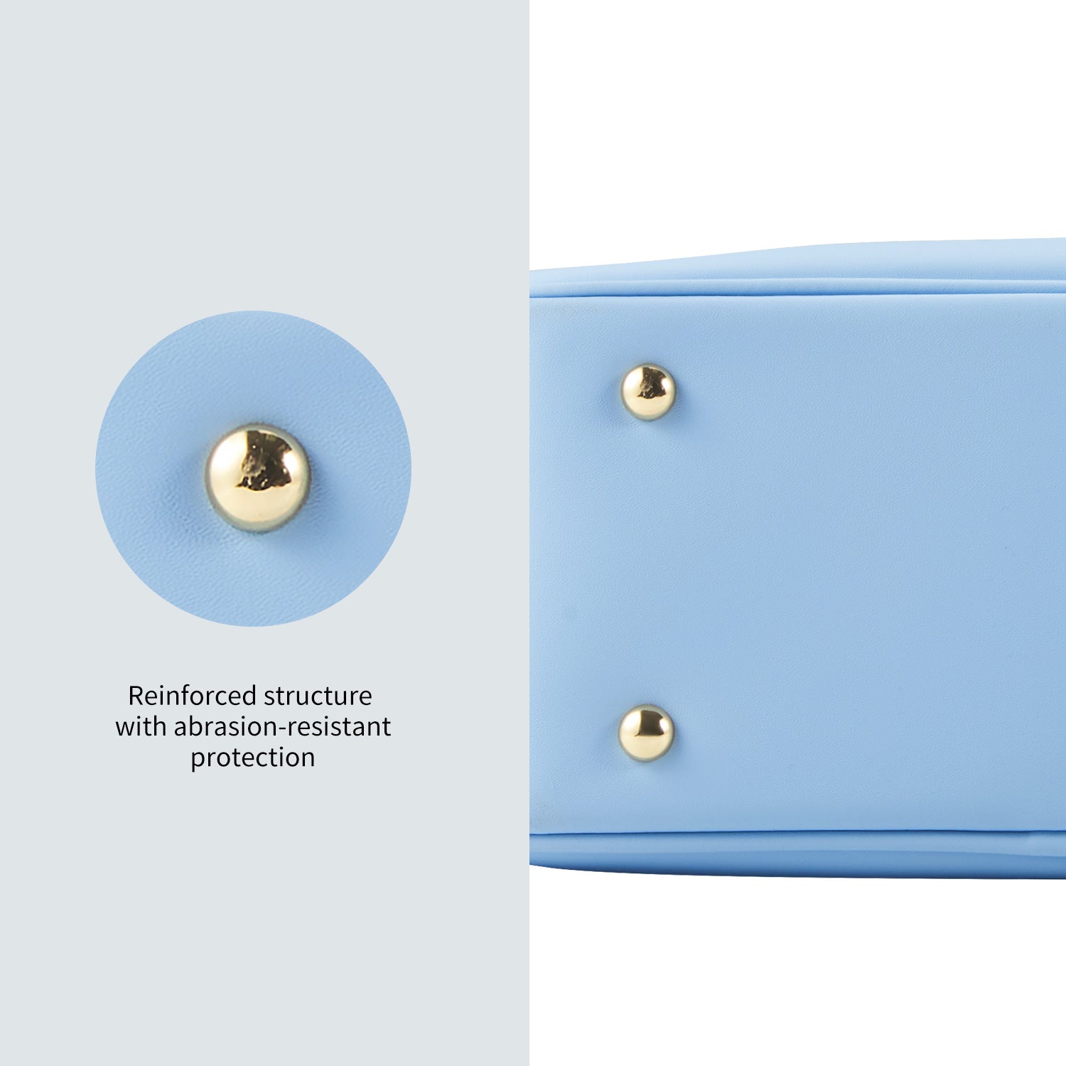 Light blue Victoria Hyde work bag: vegan, water-resistant, scratchproof microfiber leather. Fits 12.9" tablet/laptop. Smart interior + removable cosmetic bag. Perfect for commuting &amp; professional women.