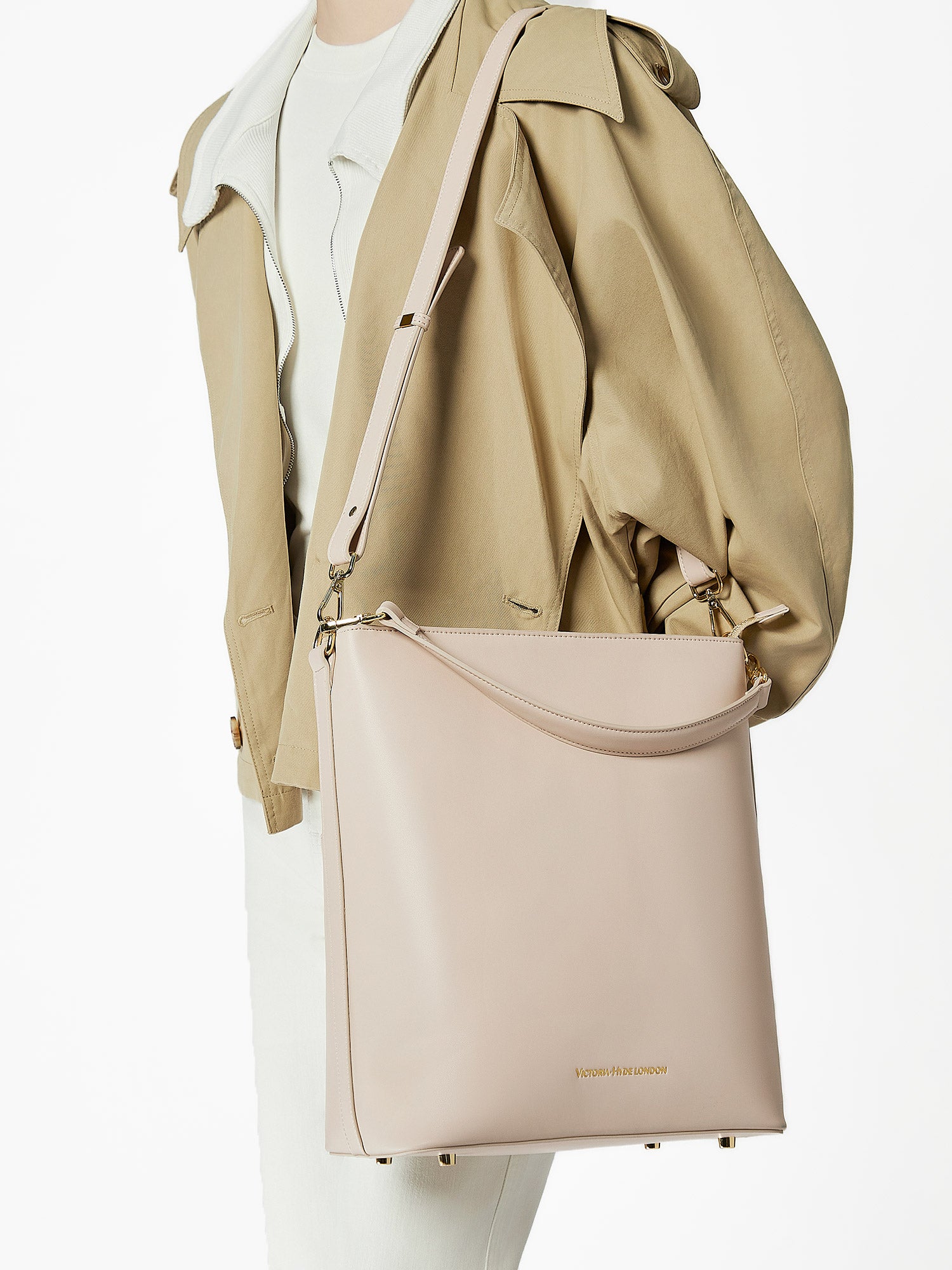 Victoria Hyde Kloey large work bag in moon-white – minimalist vegan design with laptop compartment, smart internal organisation, water-resistant &amp; scratch-resistant. Perfect for daily office use.
