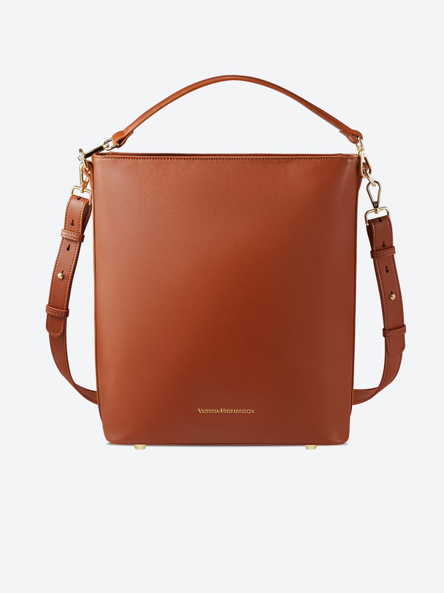 Victoria Hyde Kloey large work bag in reddish-brown, vegan microfiber leather, padded 13″ laptop sleeve, smart interior pockets, water-resistant, 27x33x16 cm.