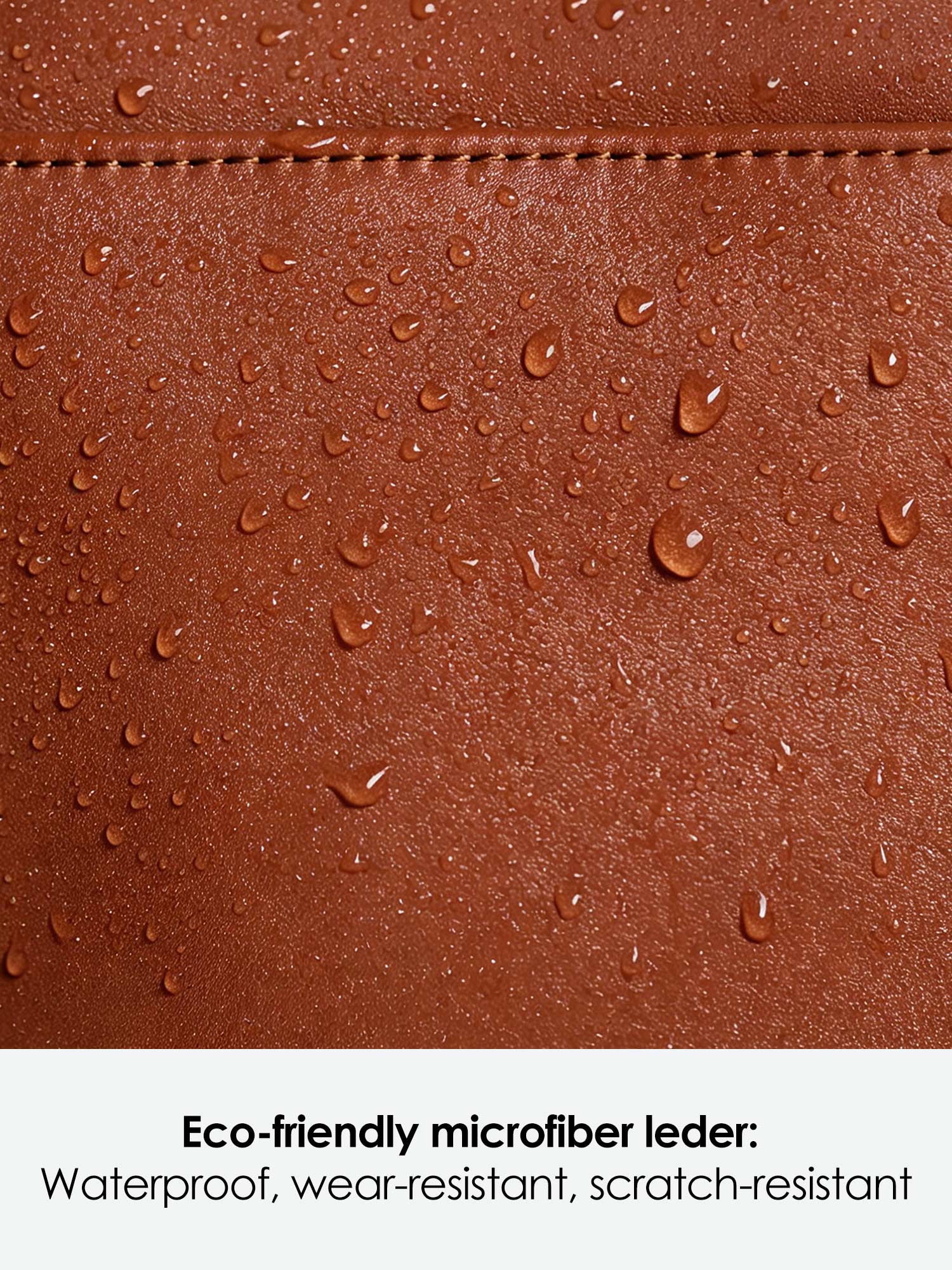 Victoria Hyde Kloey large work bag in reddish-brown, vegan microfiber leather, padded 13″ laptop sleeve, smart interior pockets, water-resistant, 27x33x16 cm.