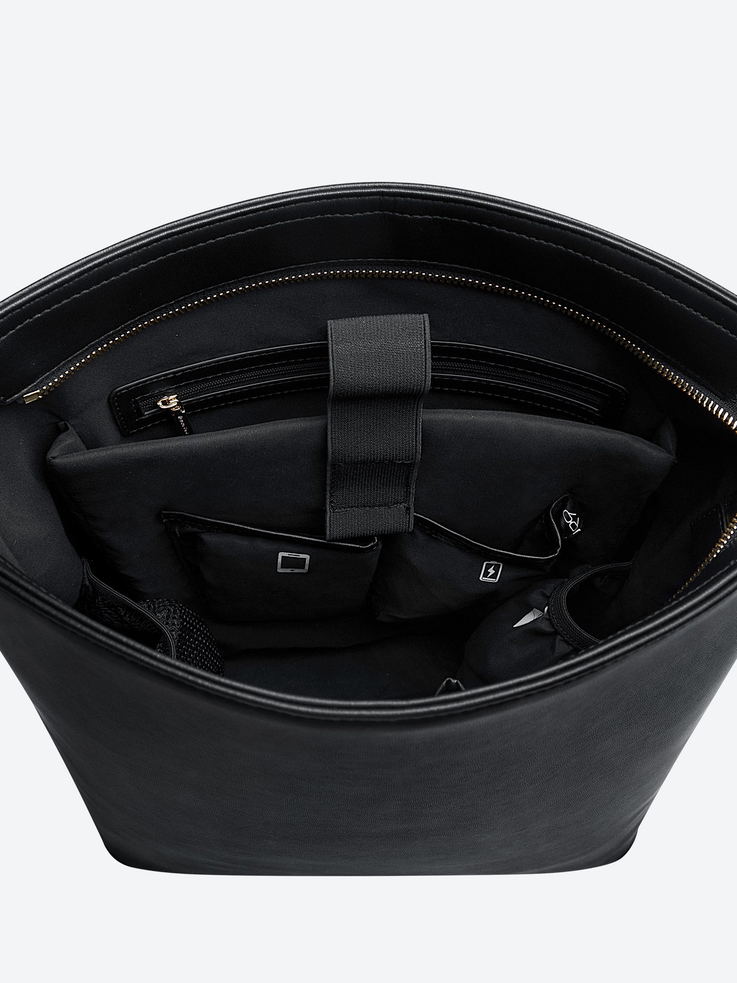 Victoria Hyde Kloey large black work bag – minimalist vegan microfiber leather tote, 13" laptop compartment, water-resistant, silk lining, 27x33x16 cm.