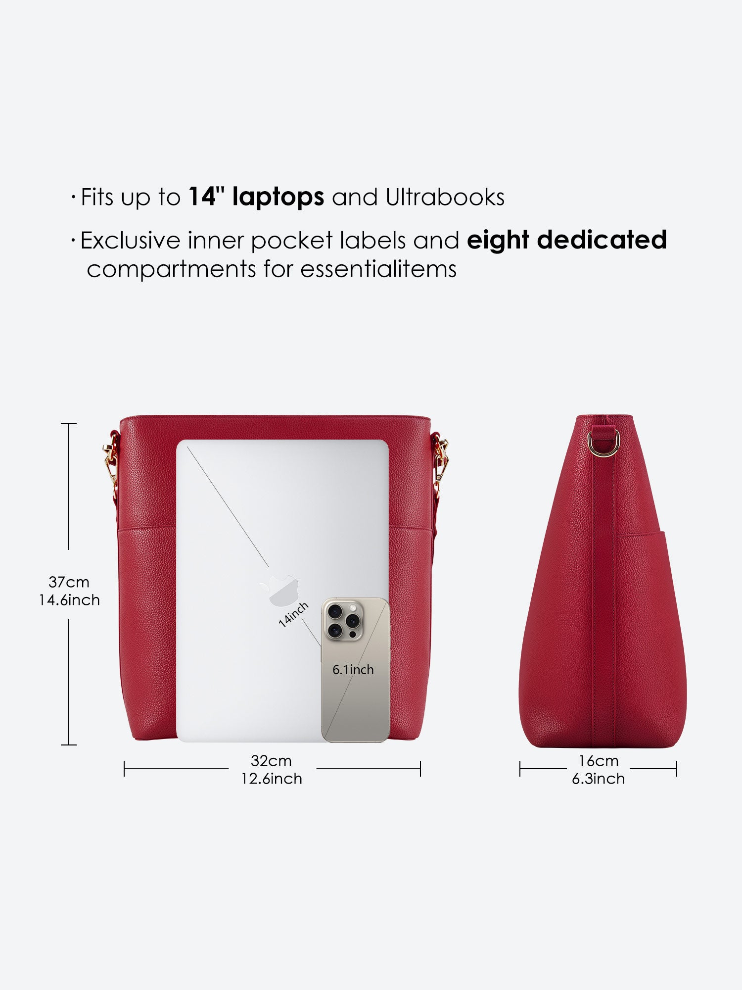Business &amp; Laptop Handtasche Kloey Granatrot | Für Laptops bis zu 14"