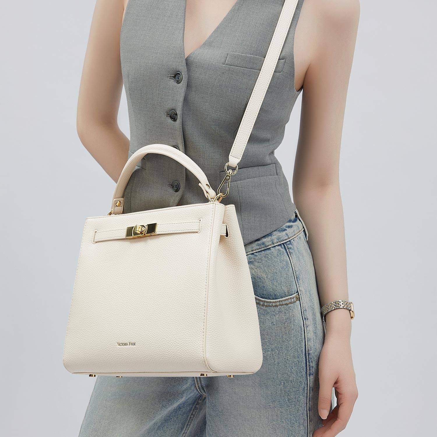 Handbag Victoria III in Moonlight White