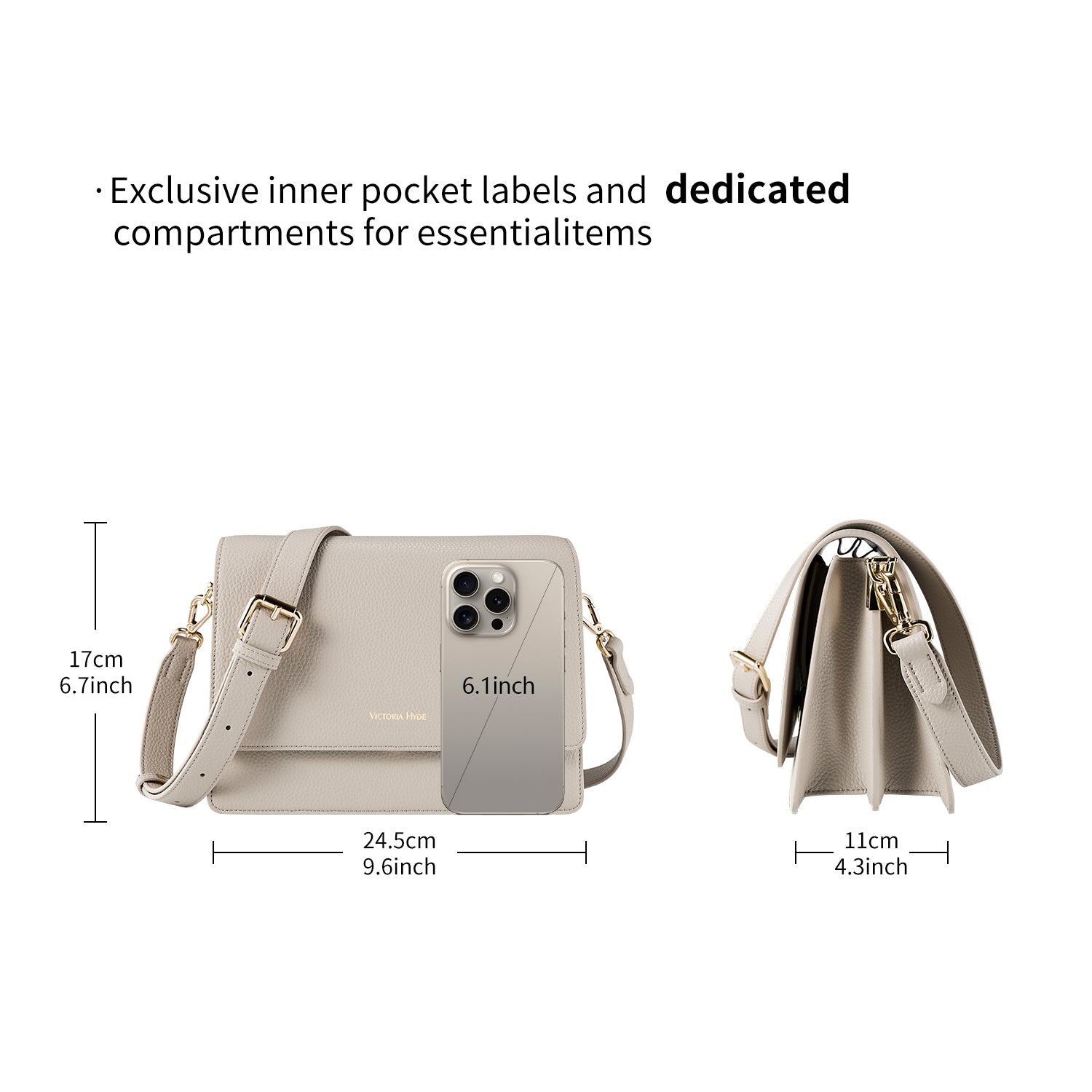 new work bag luna nude business bag-Victoria Hyde Luna women's shoulder work bag – lightweight 0.7kg, compact 24.5x17x11 cm, organizer with zip pocket, card slots, pen/holder, ideal for commuting women.