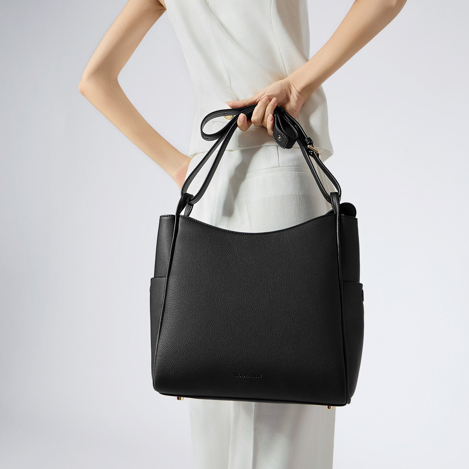 new work bag Olivia black business bag-Victoria Hyde Olivia black new work bag – microfiber leather, water-repellent, vegan, 27x30x14 cm, fits 11" tablet, smart organizer, for commuting women.