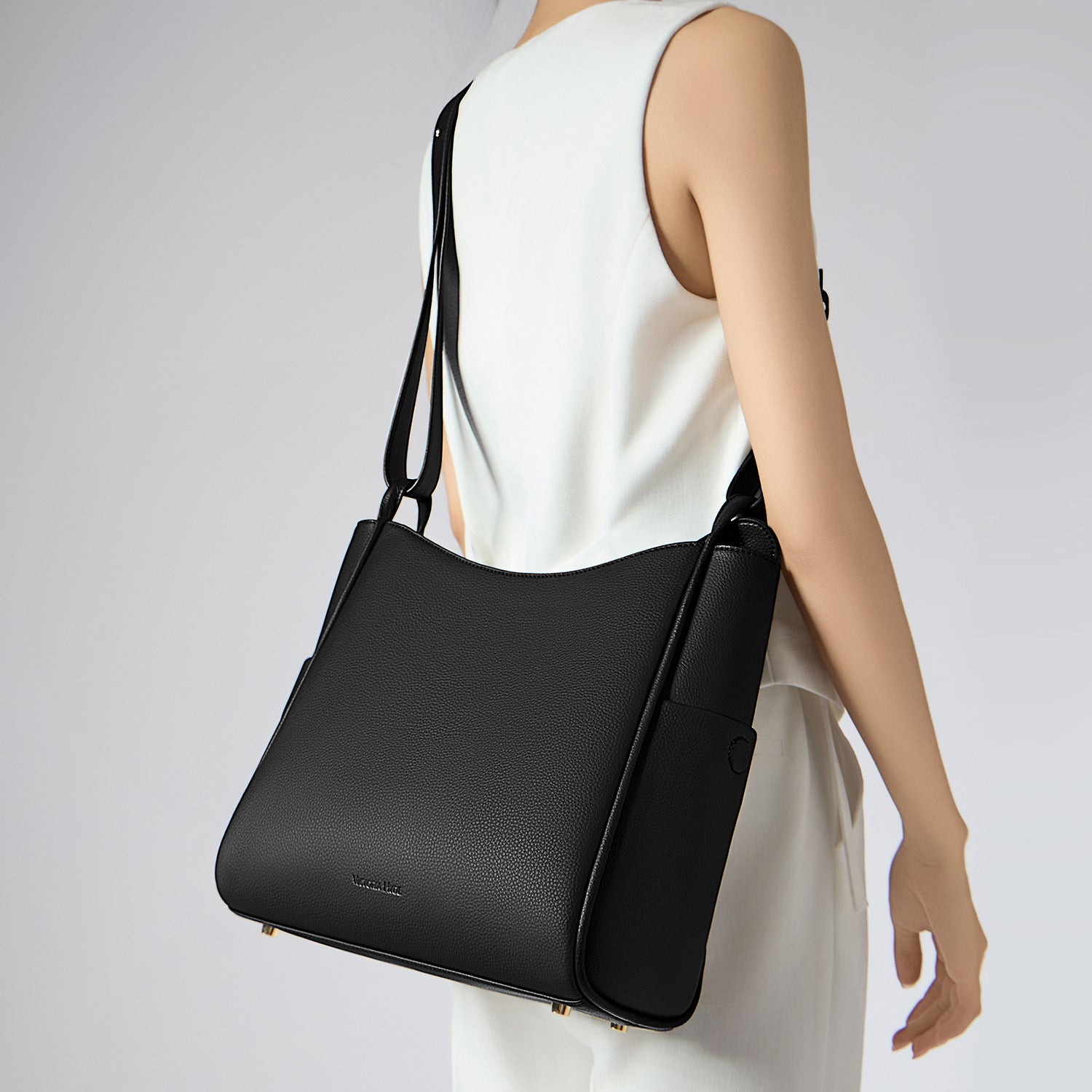 new work bag Olivia black business bag-Victoria Hyde Olivia black new work bag – microfiber leather, water-repellent, vegan, 27x30x14 cm, fits 11" tablet, smart organizer, for commuting women.