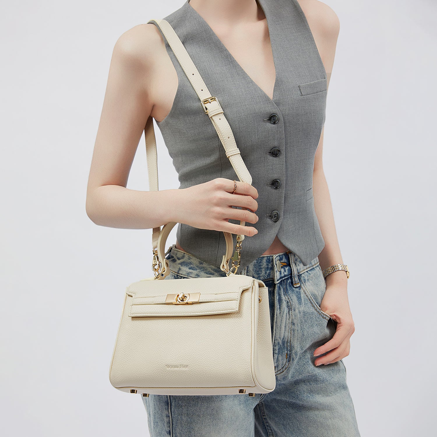 Victoria Small Damenhandtasche in Beige