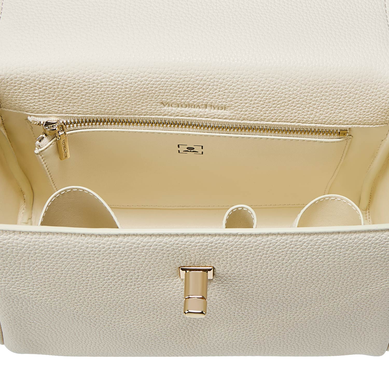 Victoria Hyde London Victoria women's handbag – stylish work bag in PU leather with gold hardware. Interior pockets for headphones, lipstick, pen, keys, sunglasses. Perfect for career women.