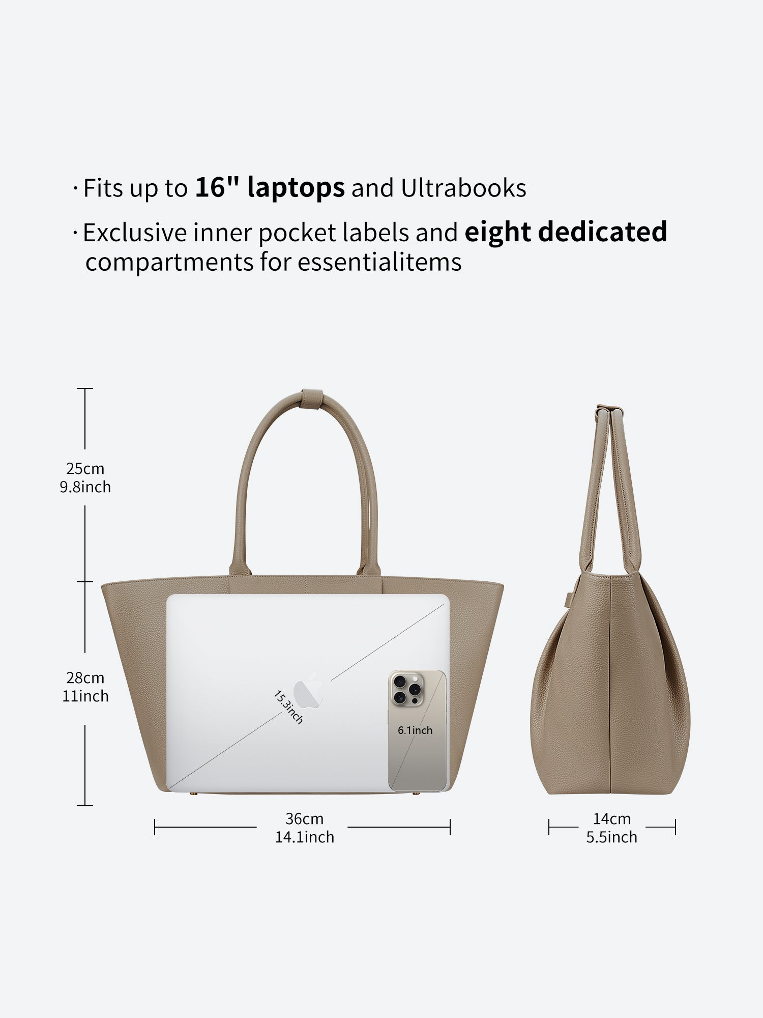 New Work Bag Ada beige modern work bag sustainable tote bag with laptop compartment for women in business