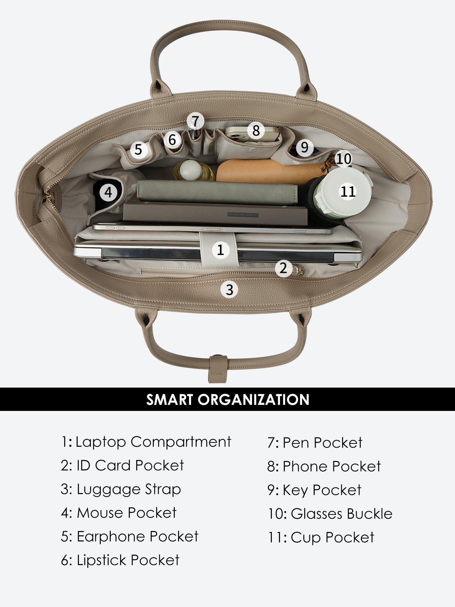 New Work Bag Ada beige modern work bag sustainable tote bag with laptop compartment for women in business