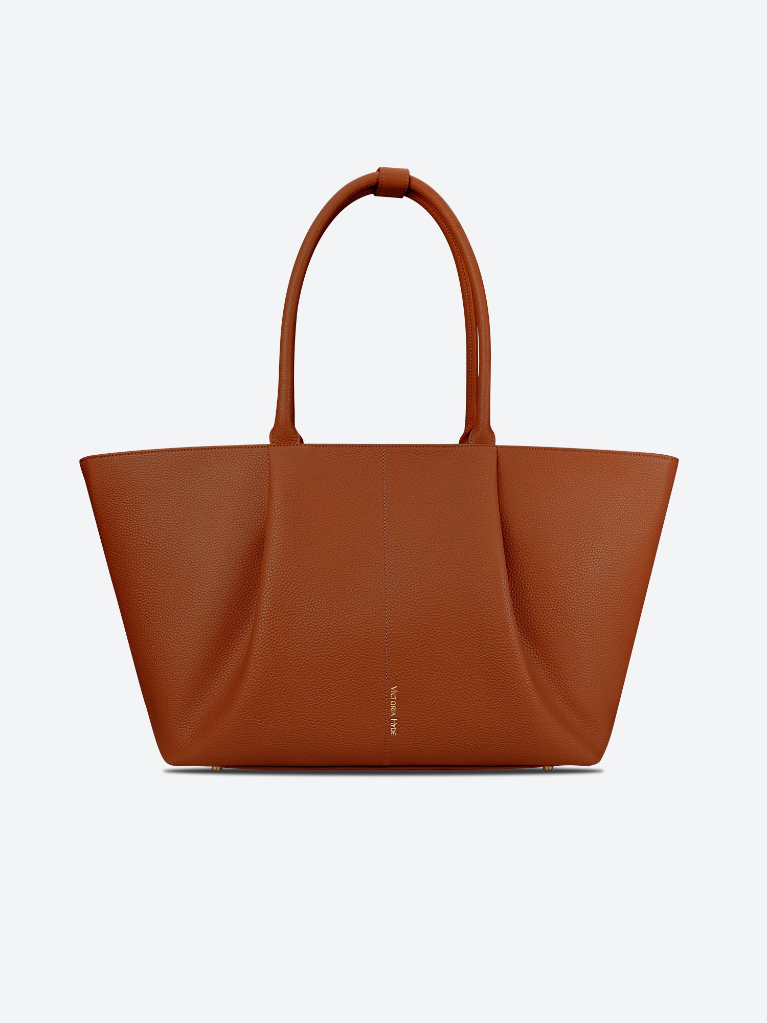 Victoria Hyde Ada laptop handbag in brown, vegan leather business tote with 16-inch laptop compartment and trolley sleeve