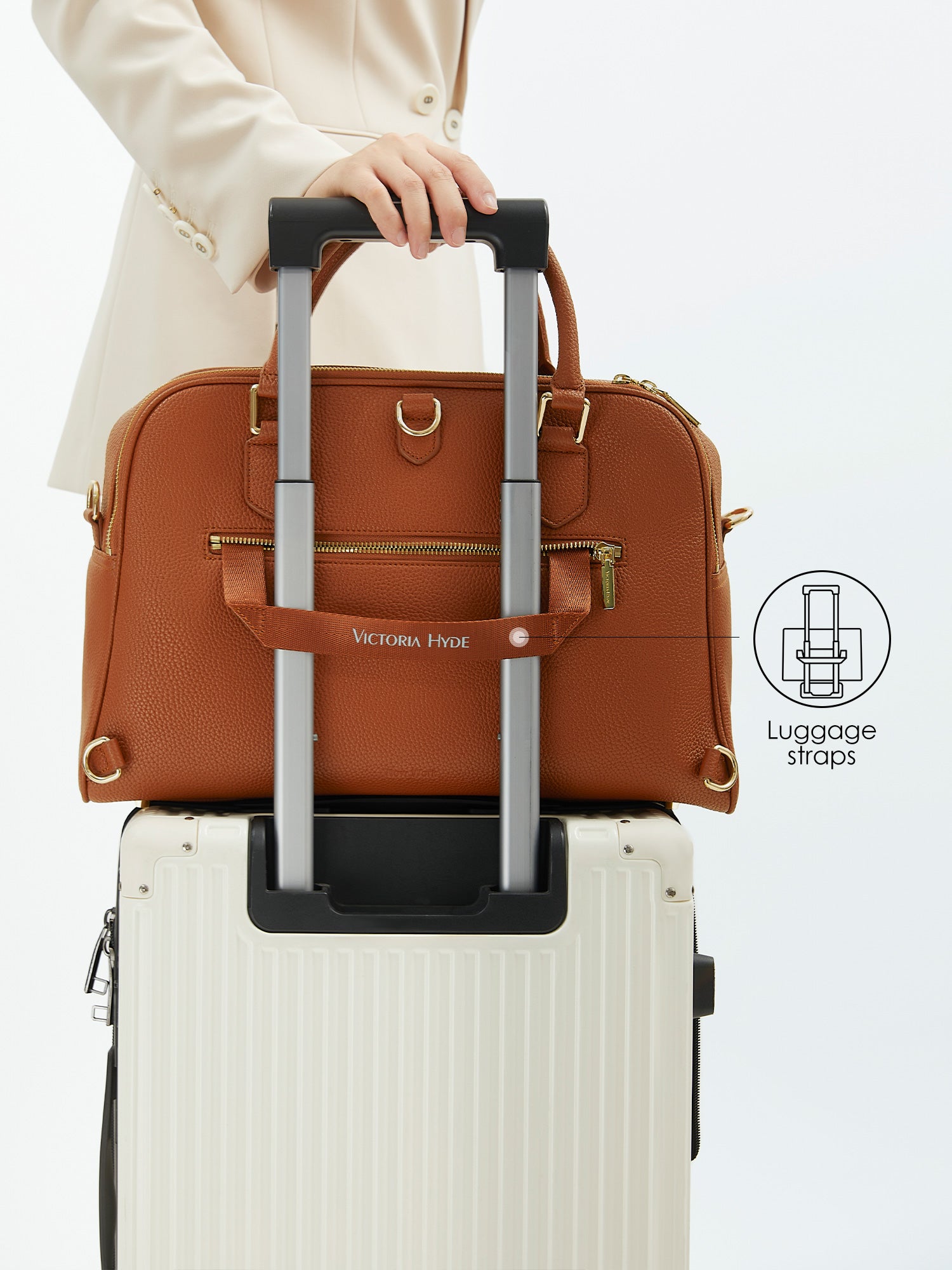 Victoria Hyde Amal 2-in-1 convertible laptop backpack and handbag in brown, vegan leather business bag with 14-inch laptop compartment