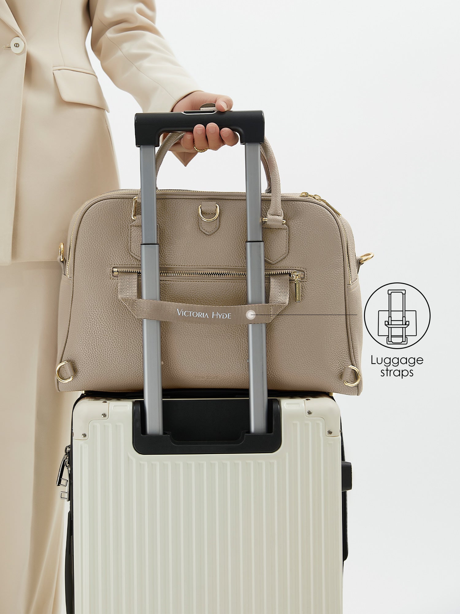 Victoria Hyde Amal 2-in-1 convertible laptop backpack and handbag in nude, vegan leather business bag with 14-inch laptop compartment