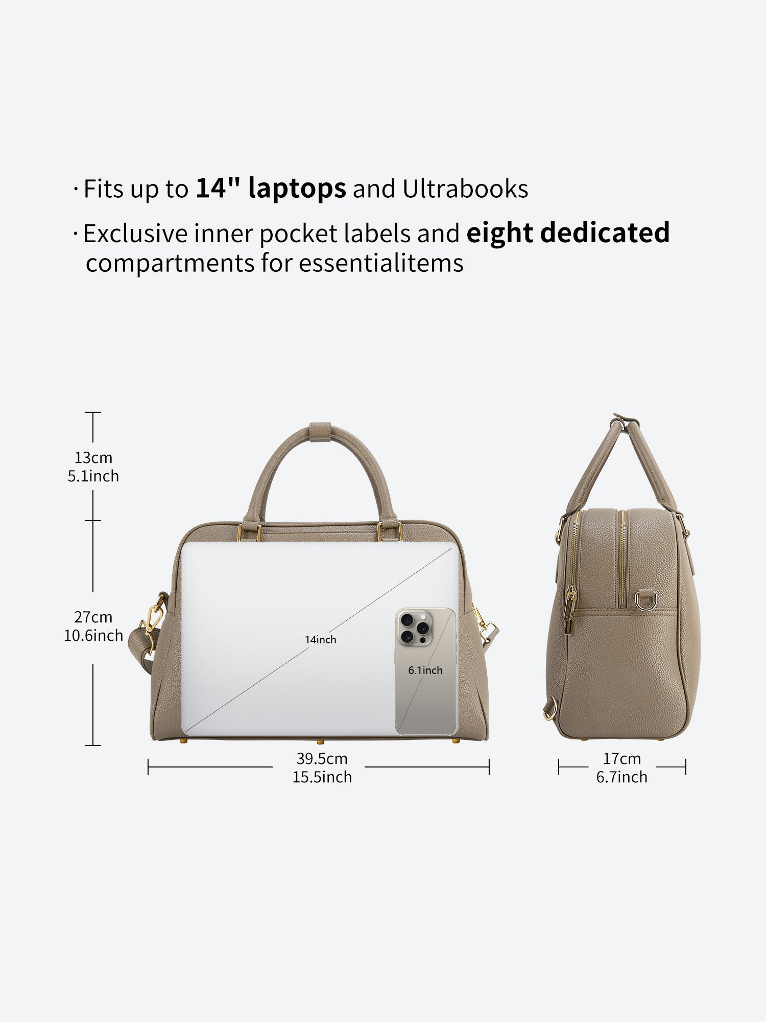Victoria Hyde Amal 2-in-1 convertible laptop backpack and handbag in nude, vegan leather business bag with 14-inch laptop compartment