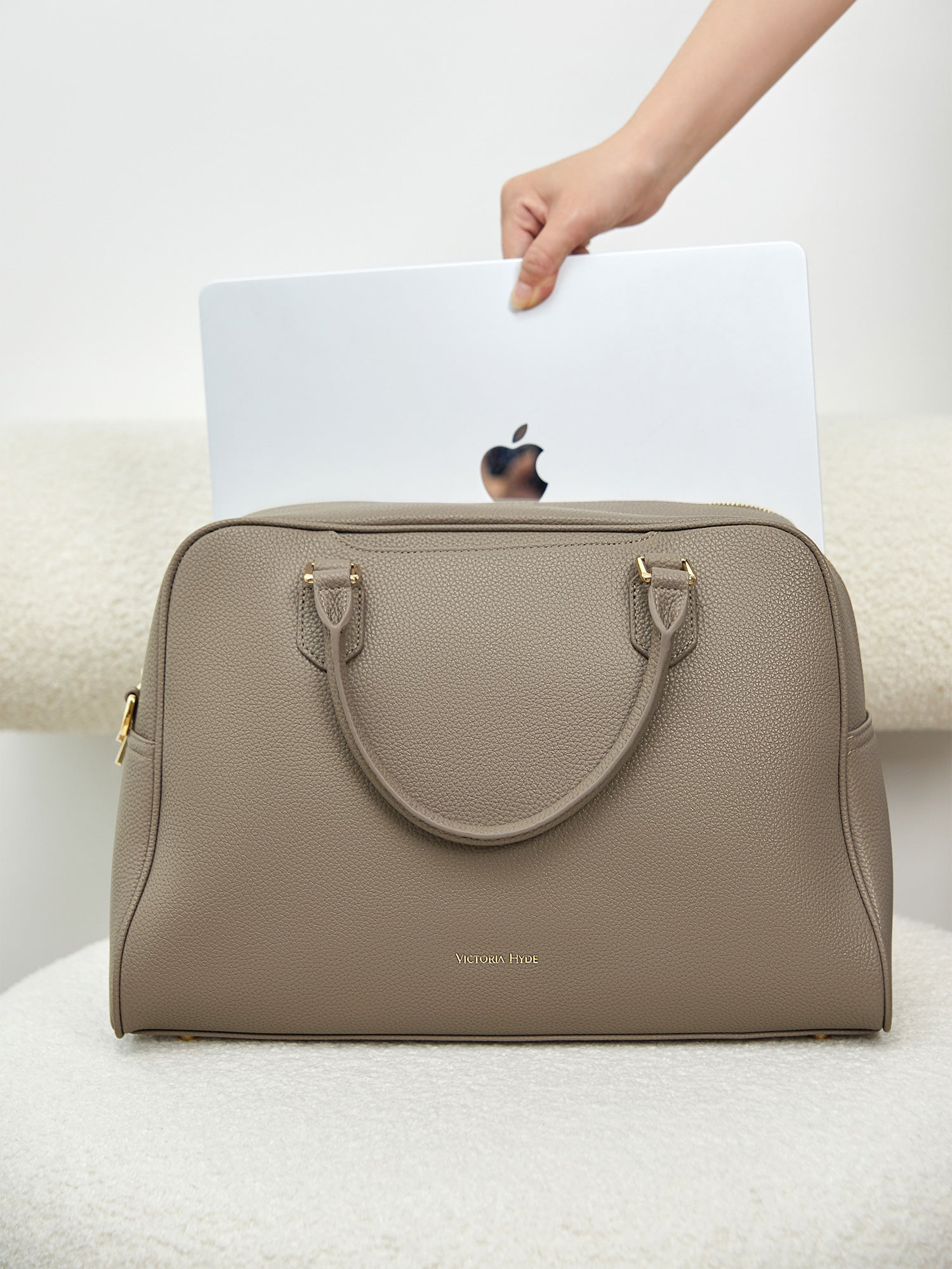 Victoria Hyde Amal 2-in-1 convertible laptop backpack and handbag in nude, vegan leather business bag with 14-inch laptop compartment
