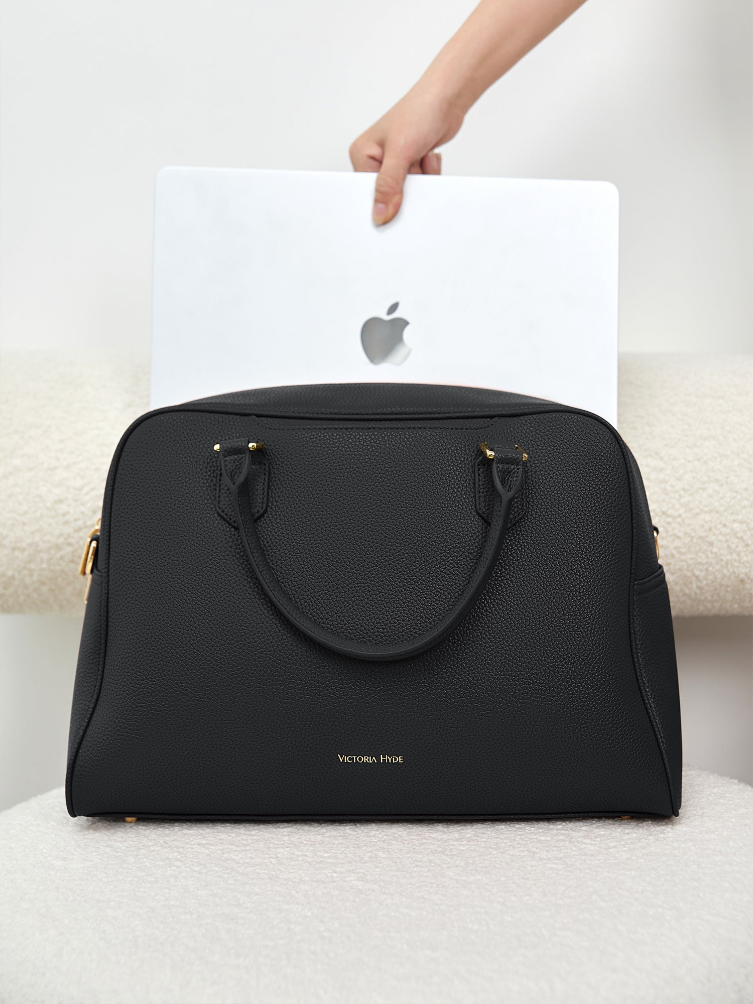Victoria Hyde Amal 2-in-1 convertible laptop backpack and handbag in black, vegan leather business bag with 14-inch laptop compartment