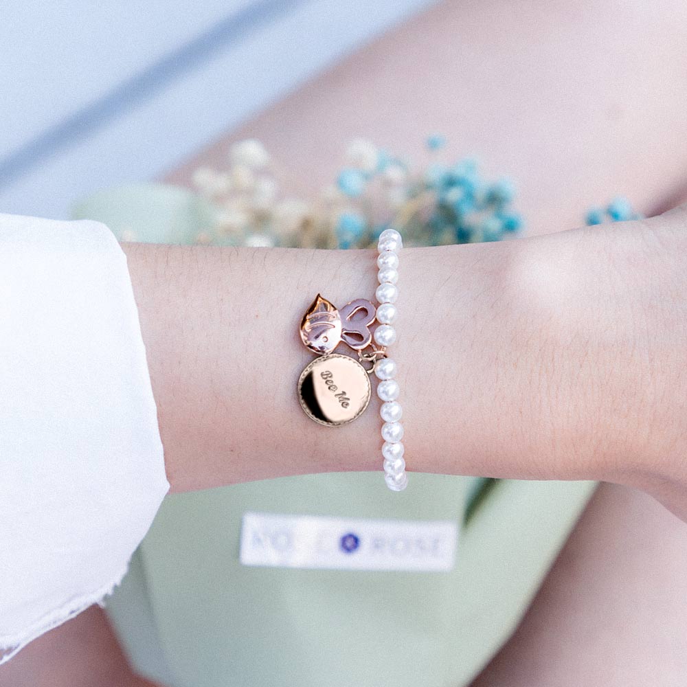 Victoria Hyde, VH80040F, Perivale Bee Pearl, Armband, Schmuck, Rosegold, Modelbild-1
