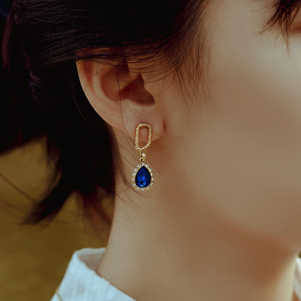 Victoria Hyde, VH80077F, Princess's Water Drop, Ohrringe, Schmuck, Gold Blau, Modelbild-1