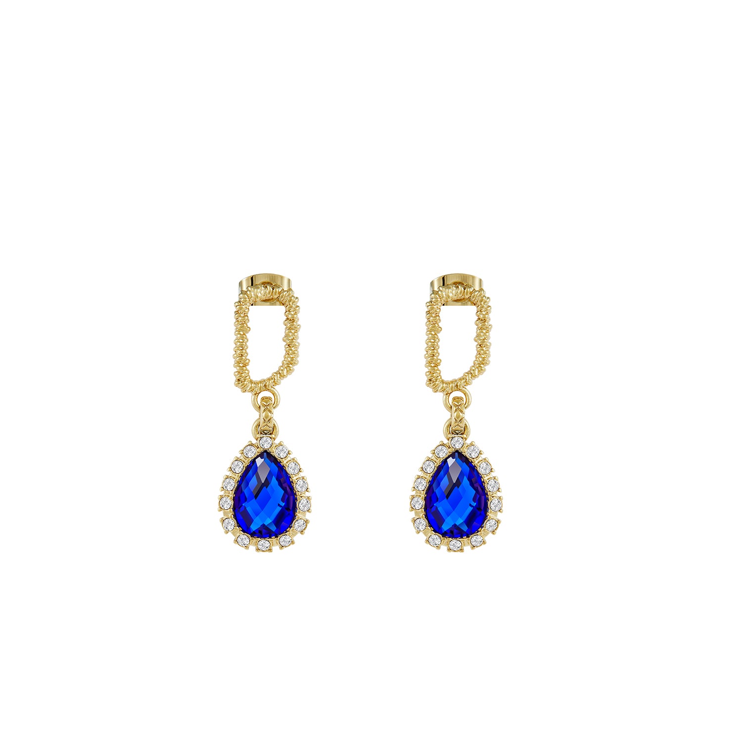 Earrings Princess&#39;s Water Drop in Gold Blue