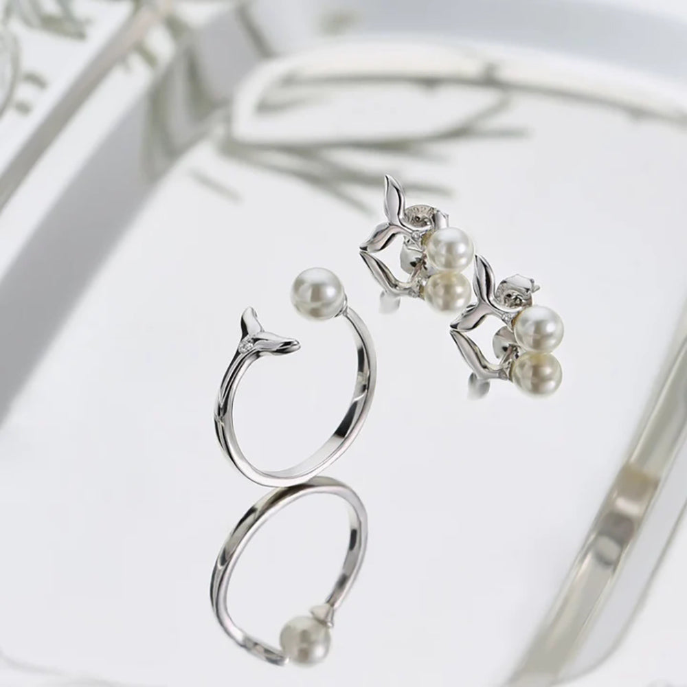 Earrings Mermaid Pearl in Silver
