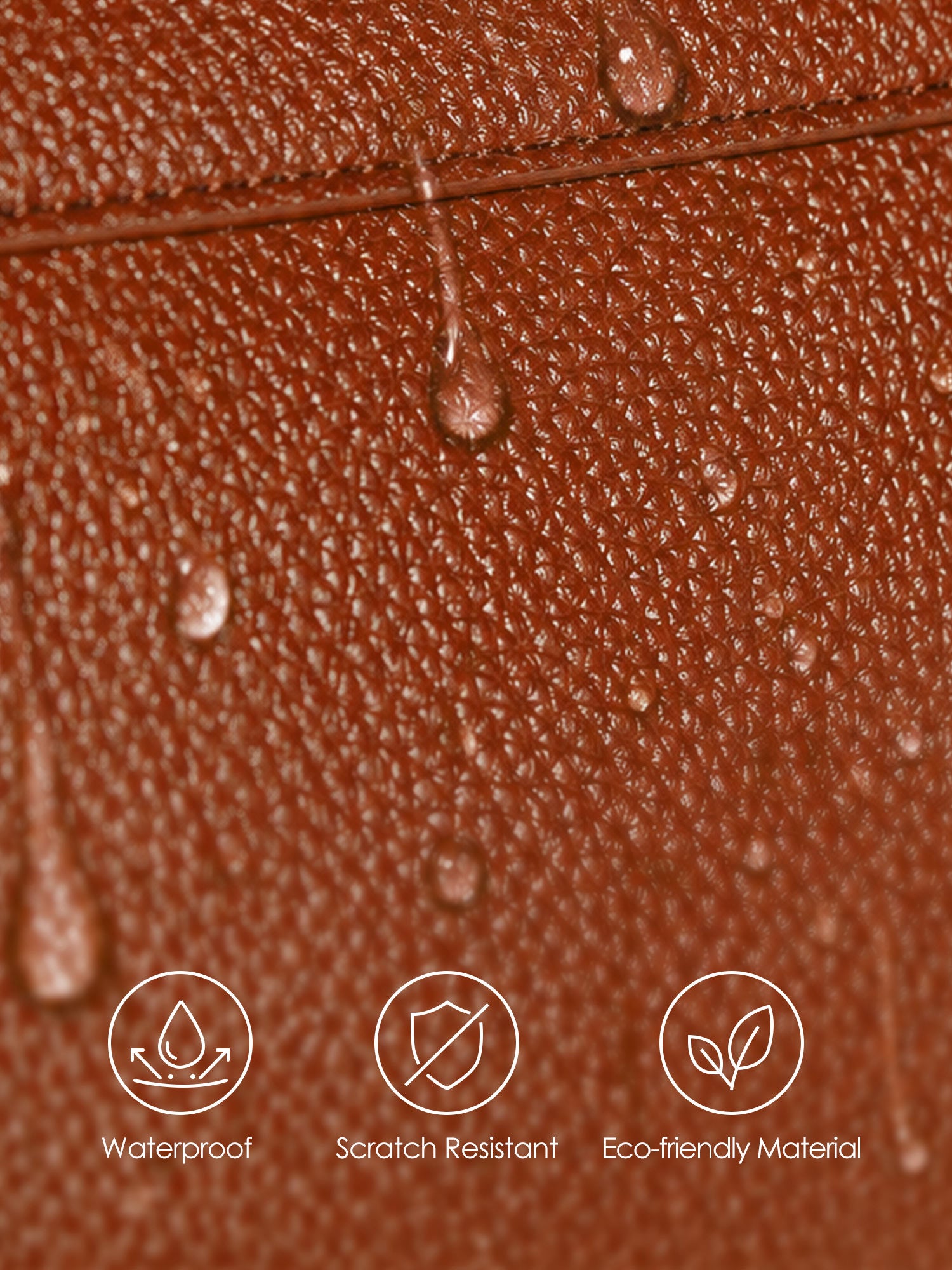 Victoria Hyde Amal brown laptop bag material benefits: waterproof, scratch-resistant, and eco-friendly vegan leather for long-lasting business use.