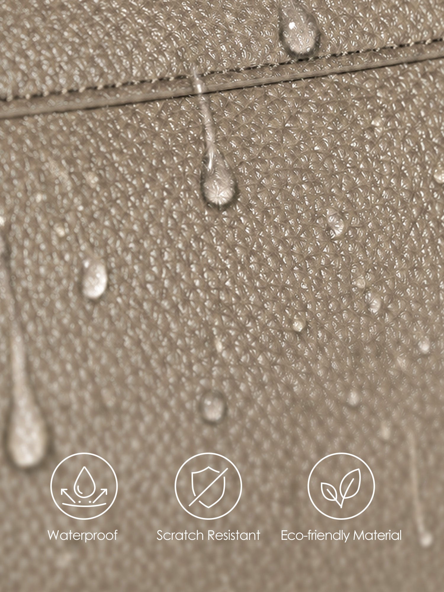 Victoria Hyde Amal beige laptop bag material benefits: waterproof, scratch-resistant, and eco-friendly vegan leather for long-lasting business use.
