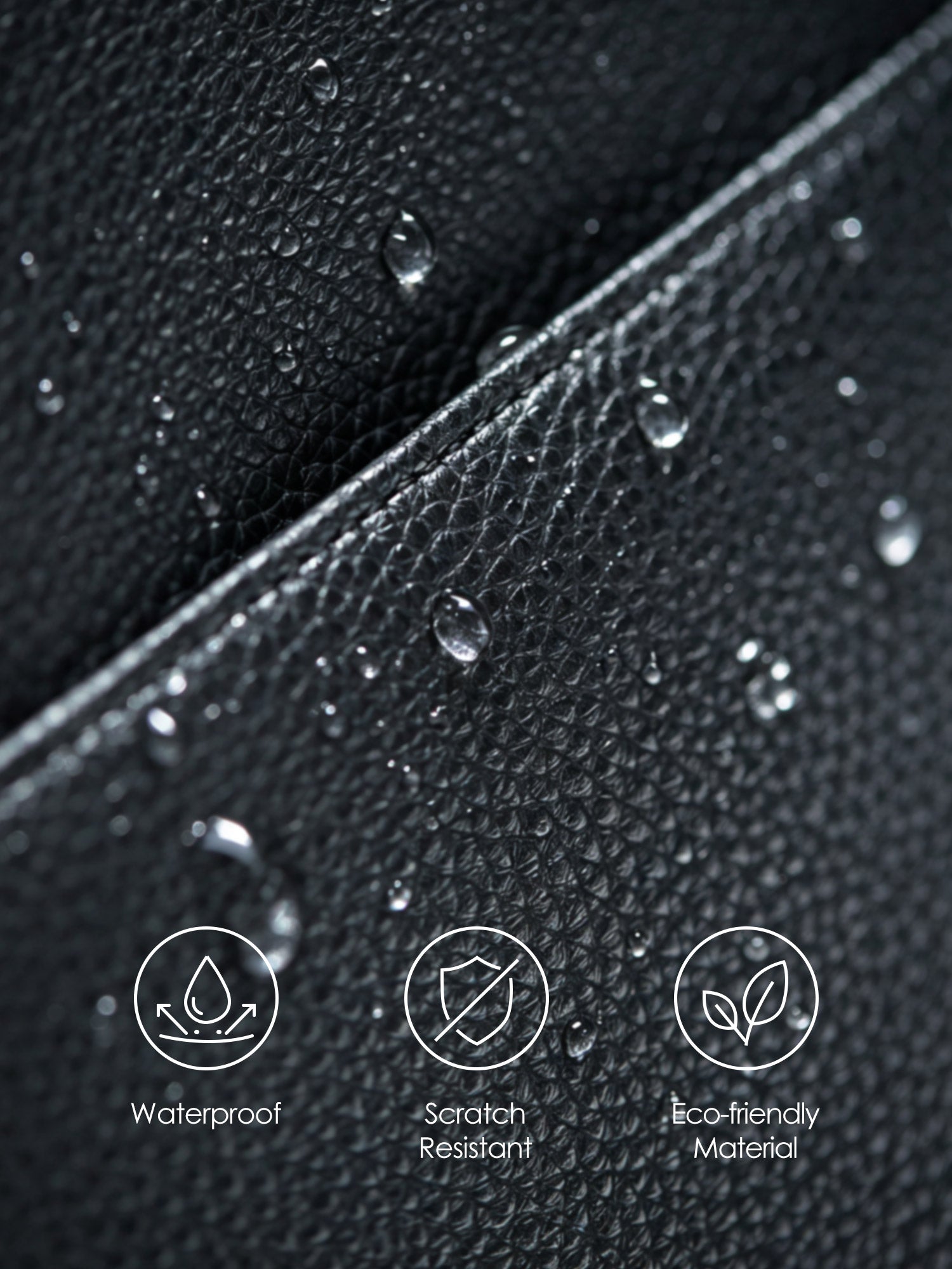 Victoria Hyde Kloey schwarz laptop bag material benefits: waterproof, scratch-resistant, and eco-friendly vegan leather for long-lasting business use.