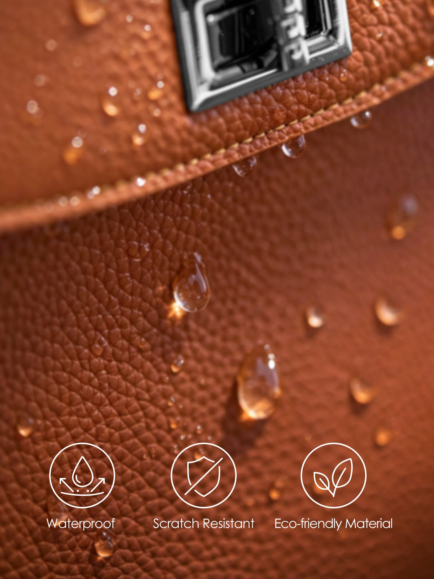 Victoria Hyde potter braun laptop bag material benefits: waterproof, scratch-resistant, and eco-friendly vegan leather for long-lasting business use.