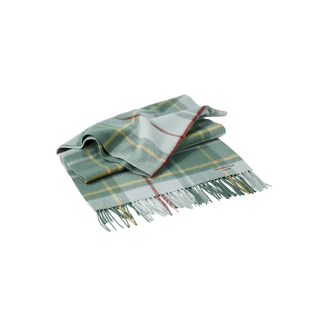 Victoria Hyde Sylvia green lambswool scarf – 196x41 cm including tassels, soft warm breathable, elegant winter accessory for women, 0.2 kg.