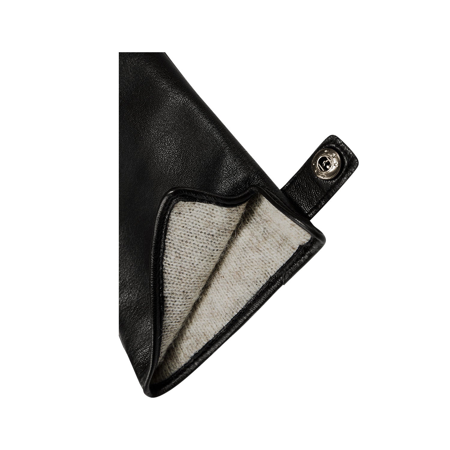 Victoria Hyde London Karissa black goat leather women's gloves, wool lining, touchscreen compatible, elegant and functional.