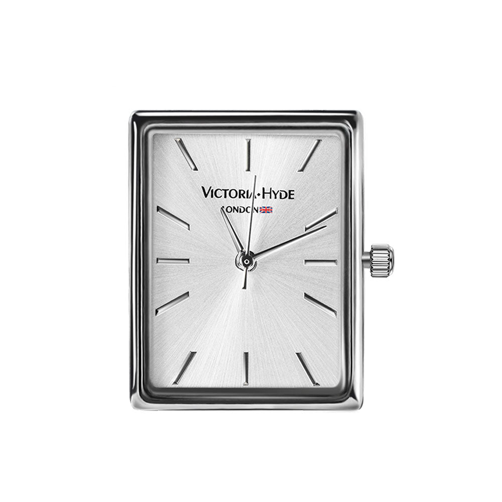 Victoria Hyde orange watch-shaped bag charm with chain. Minimalist design, subtle elegance, functional accessory. Pendant size 40x47 mm. Perfect for timeless style.