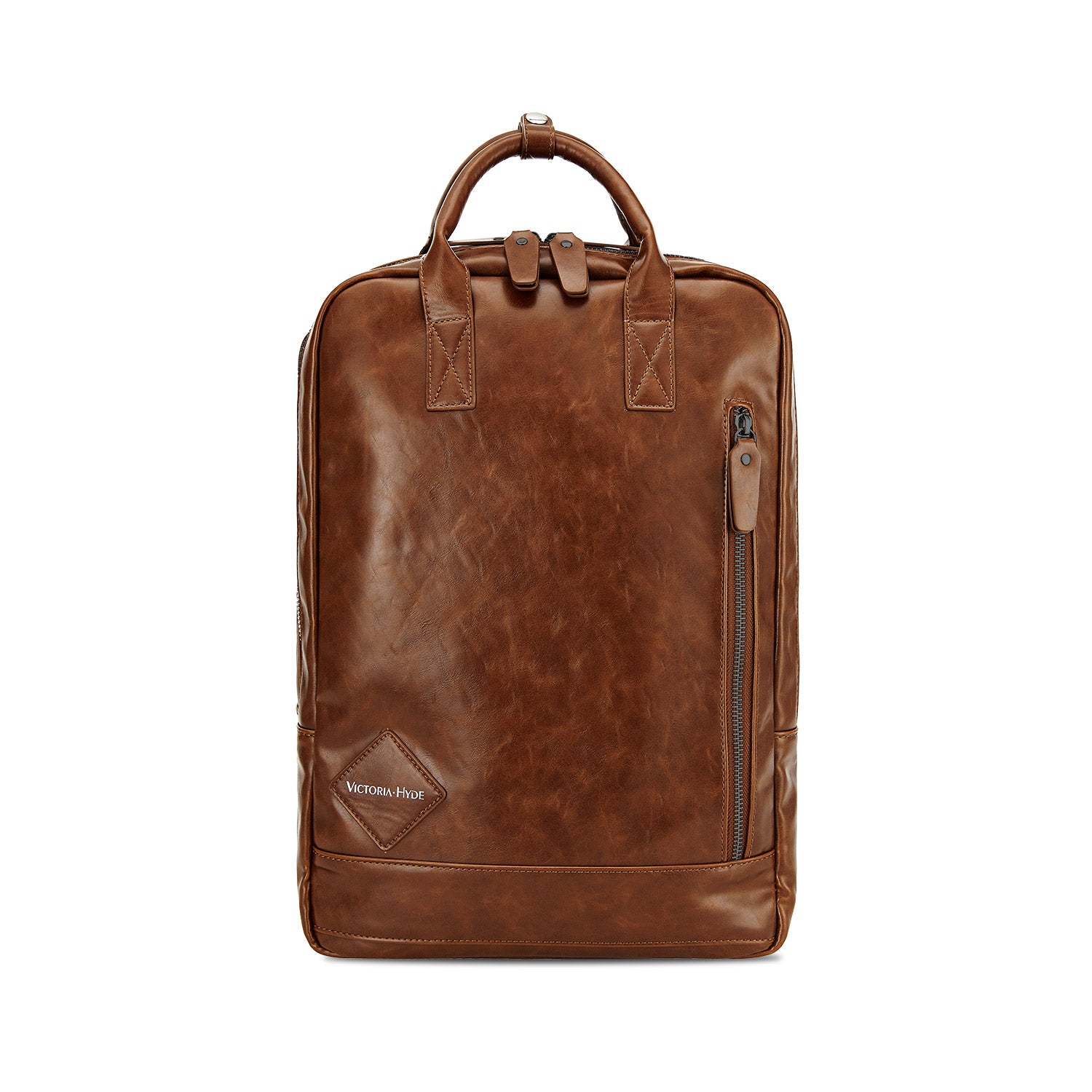 Victoria Hyde London Cowboy backpack – faux leather laptop backpack for work & daily use, padded 15" compartment, PU leather, 27x39x16 cm, 0.96 kg.