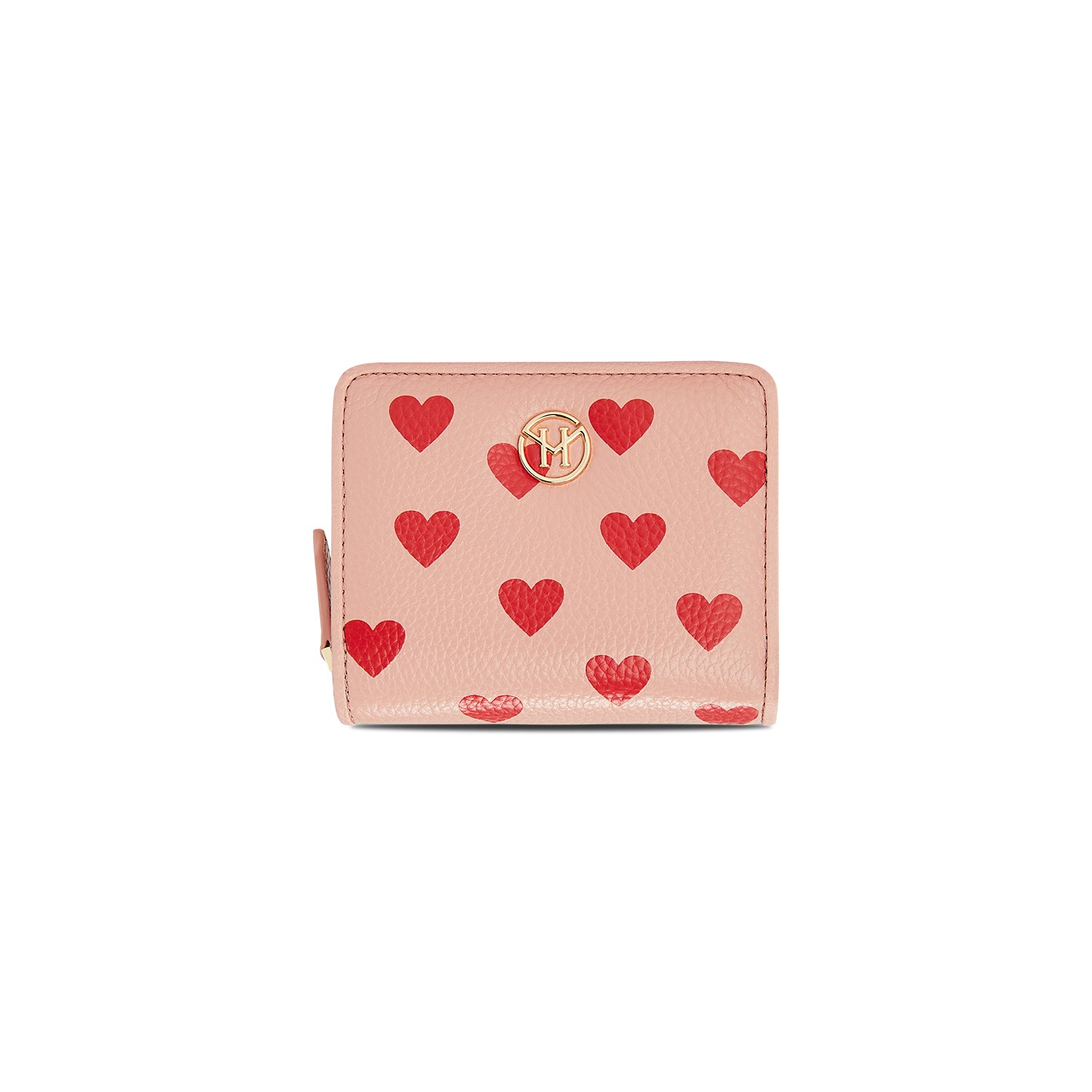 Victoria Hyde Avila pink leather wallet – compact billfold with card slots, coin pocket, heart details, light gold hardware, 11.7x10x3.5 cm, 0.12kg.