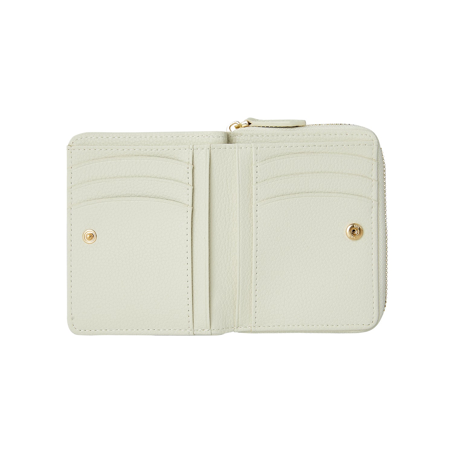 Victoria Hyde Avila white wallet with bee pattern – slim cowhide leather, card slots, bill compartment, zippered coin pocket, light gold hardware, 11.7x10x3.5 cm.