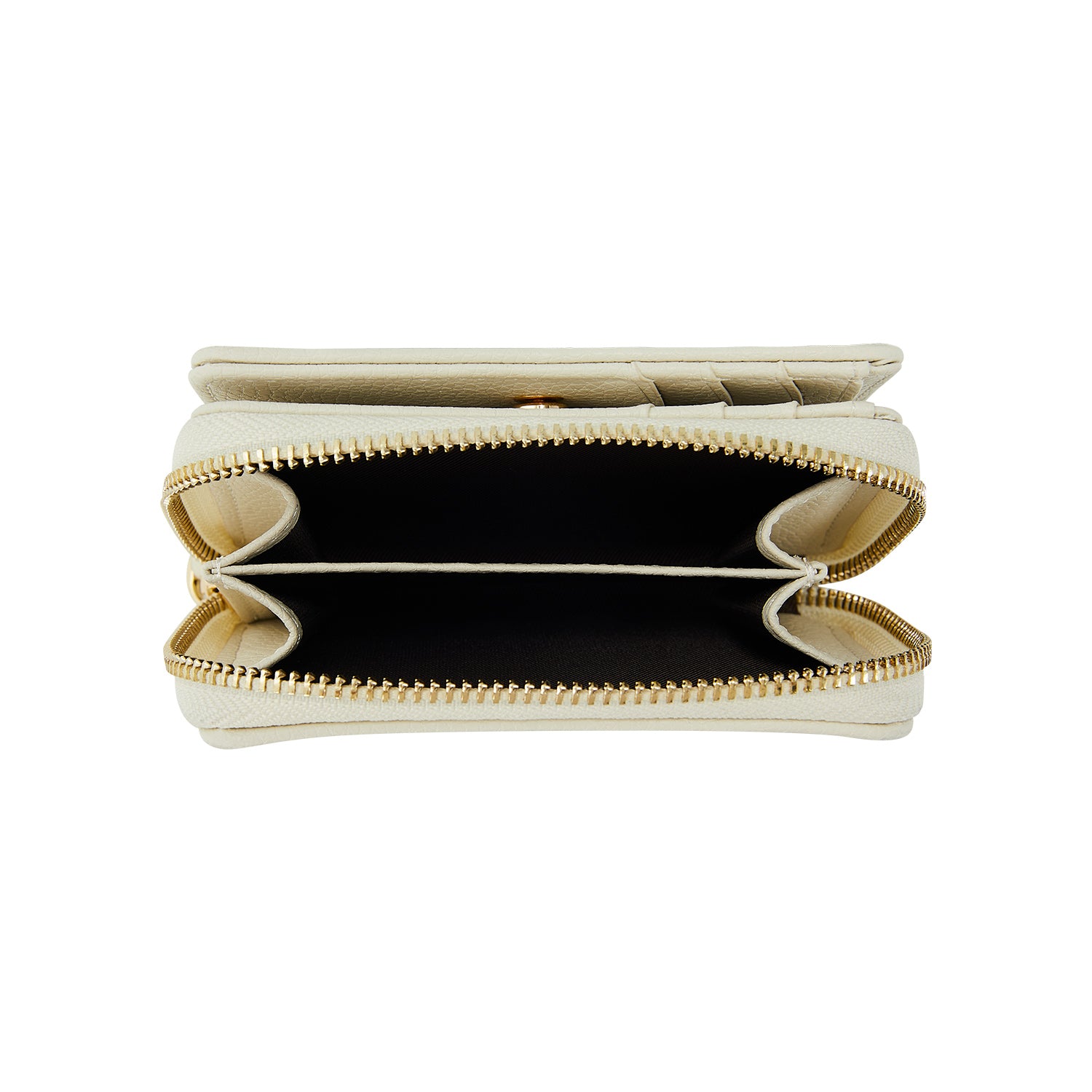 Victoria Hyde Avila white wallet with bee pattern – slim cowhide leather, card slots, bill compartment, zippered coin pocket, light gold hardware, 11.7x10x3.5 cm.
