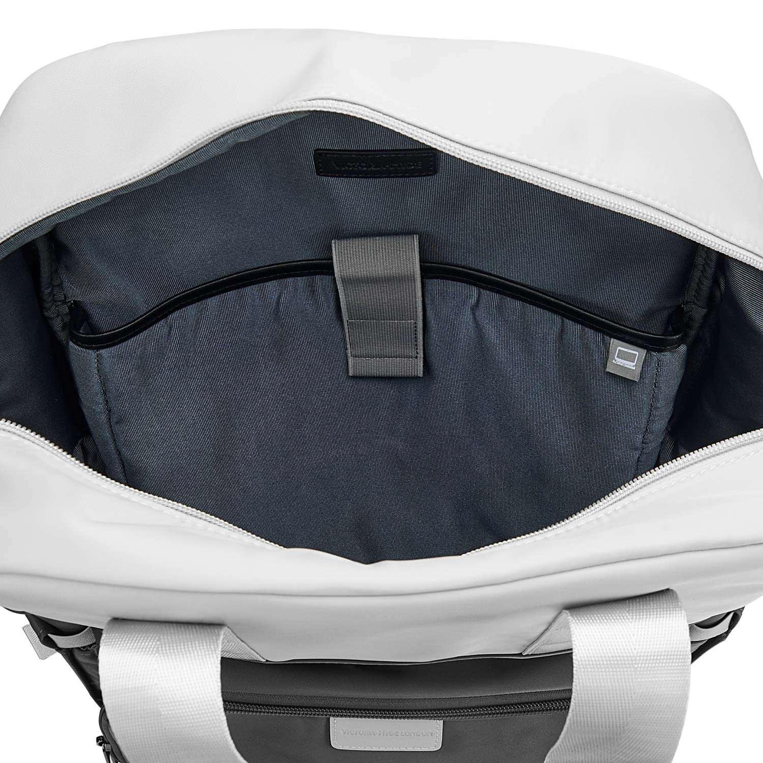 Victoria Hyde Rowina backpack – lightweight 0.85kg, nylon with silk lining, laptop compartment, spacious yet elegant work bag, 30.5x45x16 cm.