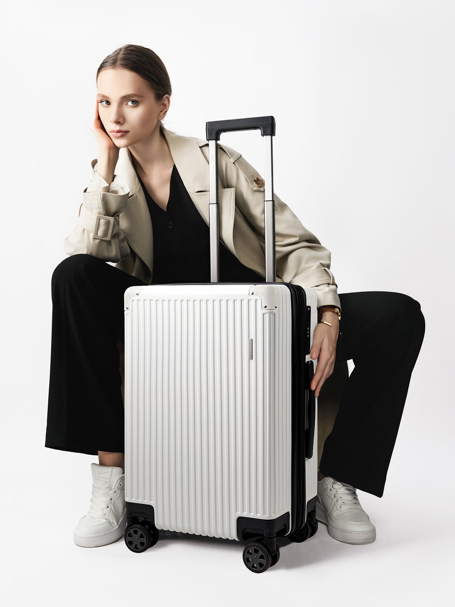 Victoria Hyde Dexter Trolley black polycarbonate suitcase – compact carry-on with TSA lock, durable lightweight shell, stylish travel luggage.